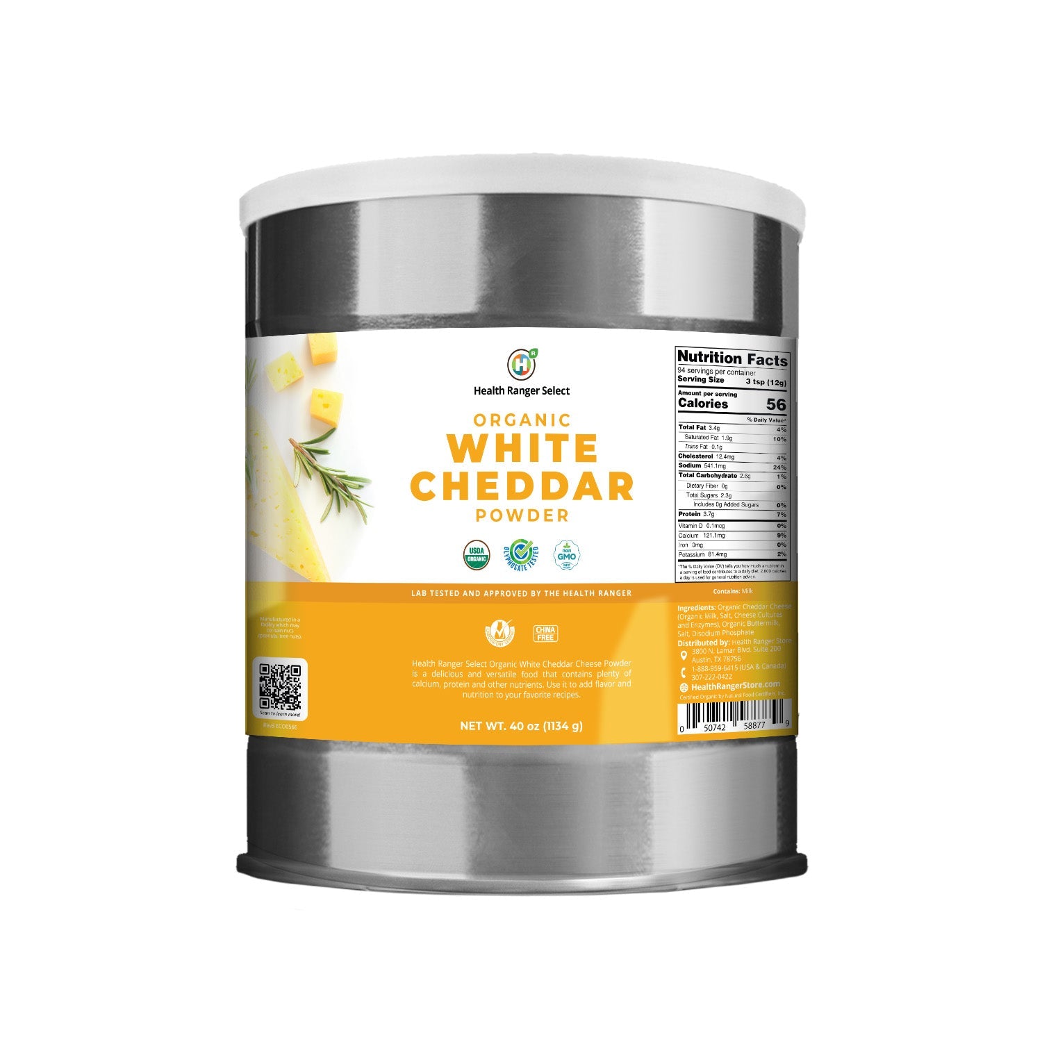 Organic White Cheddar Cheese Powder (40 oz, 1134g) #10 Can (2-Pack)