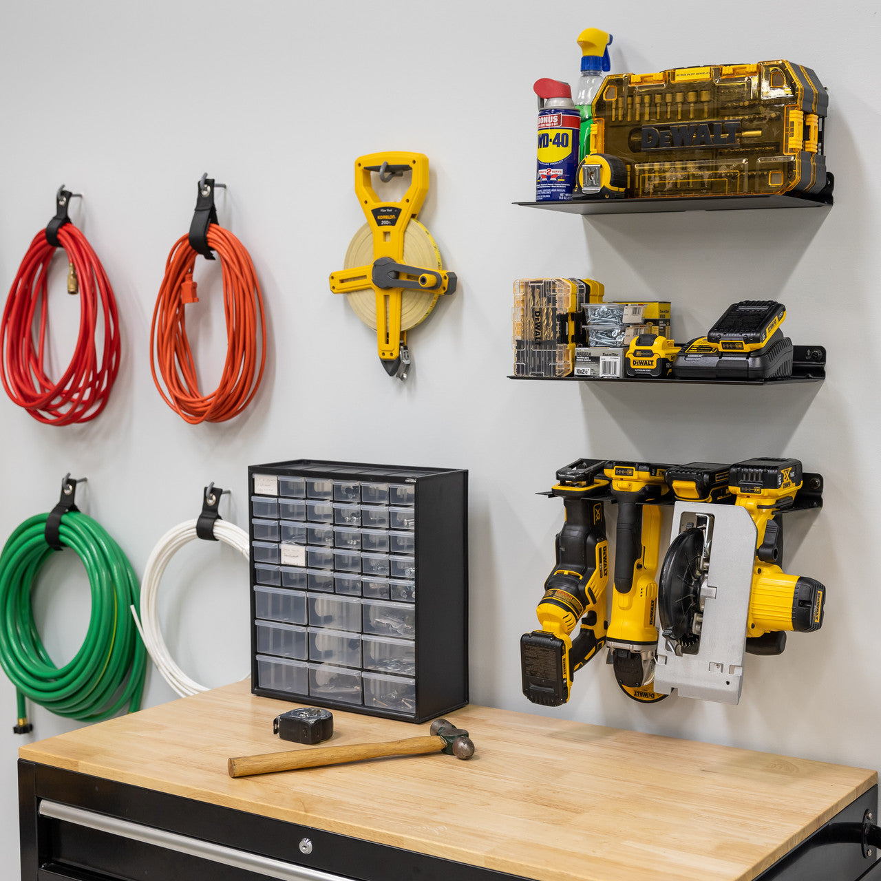 E-Drill Power Tool Organizer & 2 Shelves | Garage Storage Rack