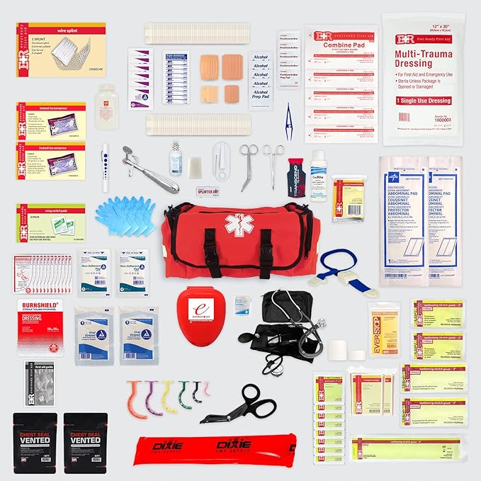 Deluxe EMT Trauma Kit - Fully Stocked First Responder Bag