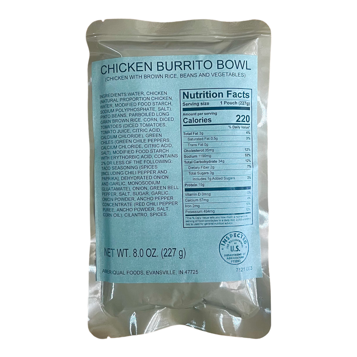 MRE Entree - Chicken Burrito Bowl