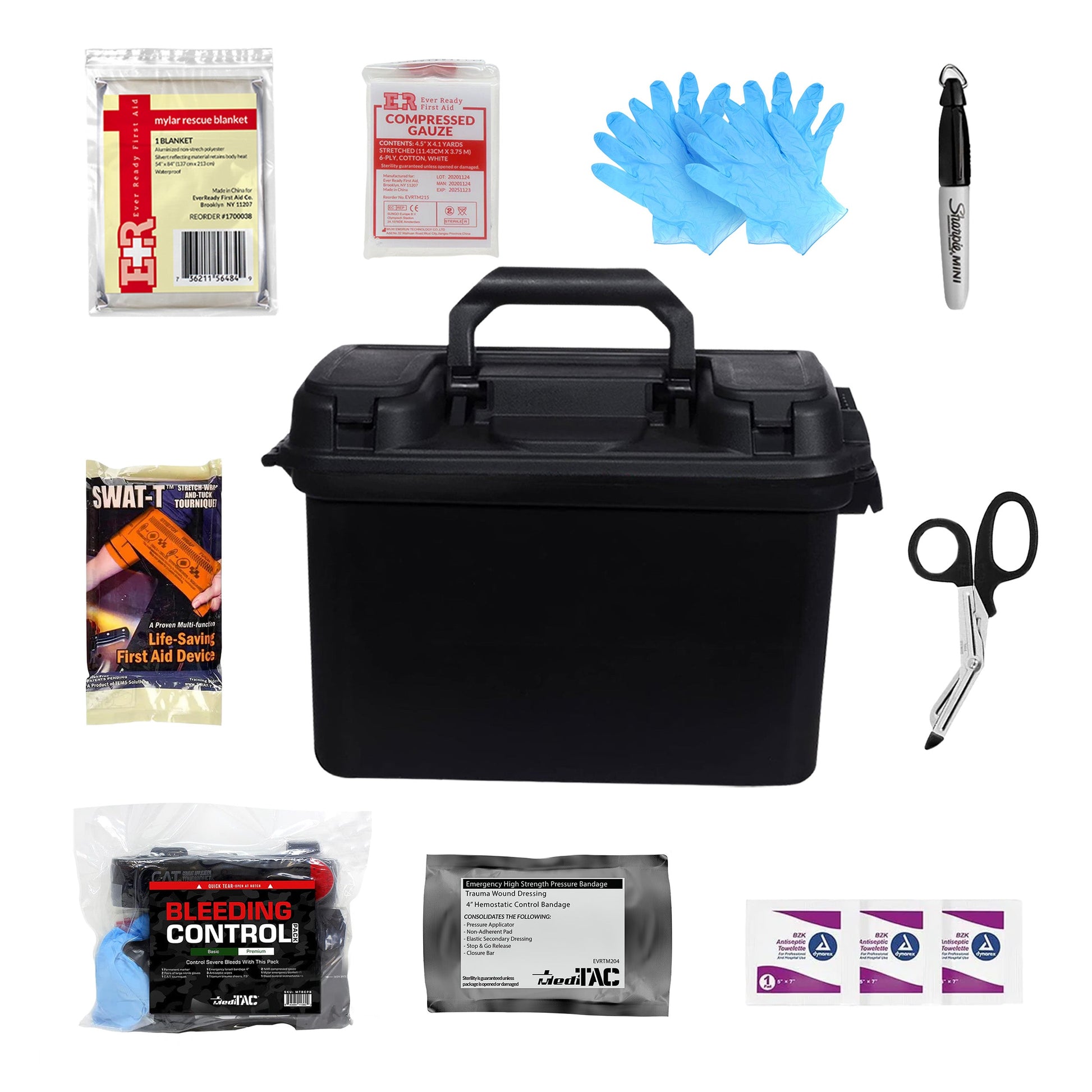 Bleeding Control Kit - 4 Vacuum Sealed Kits in Plastic Case