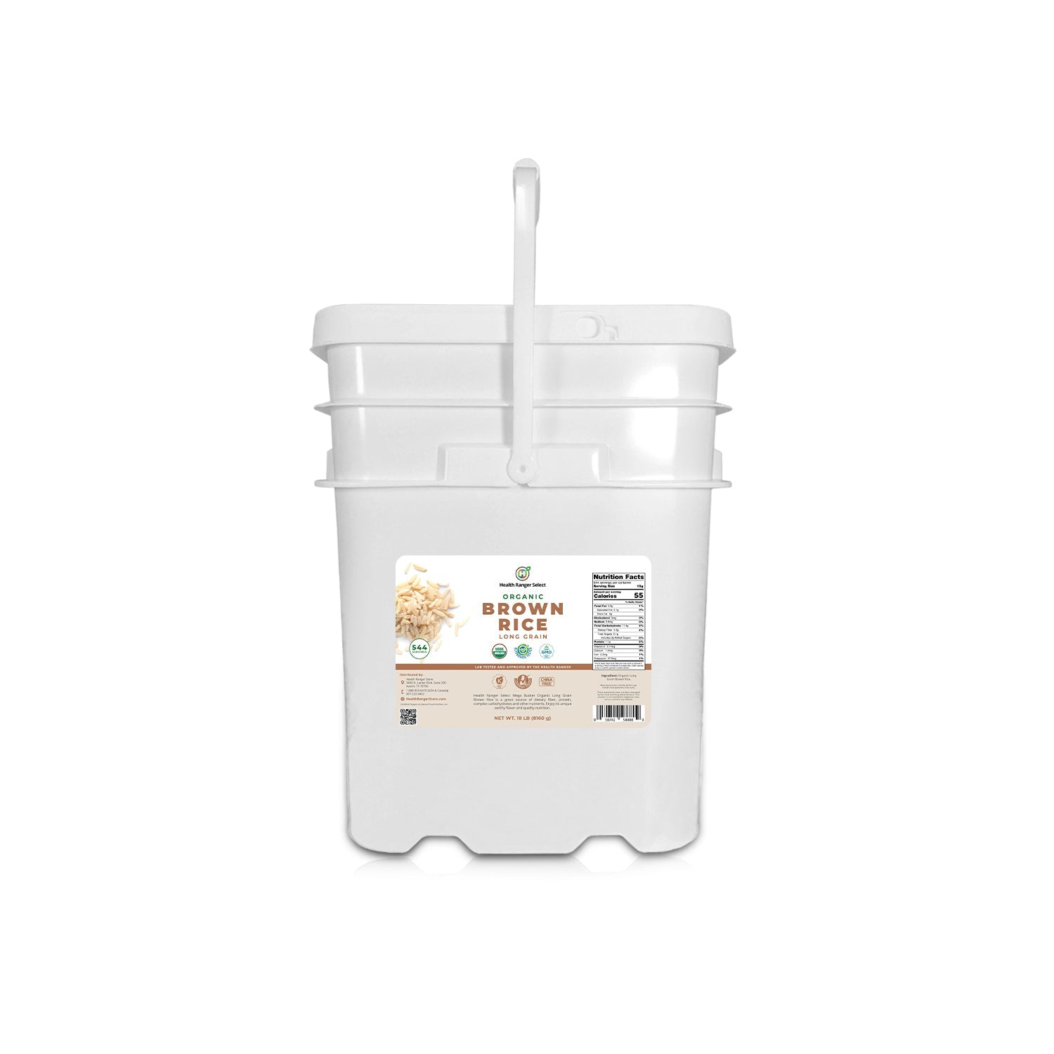 Mega Bucket Organic Long Grain Brown Rice  18LB (8160g)