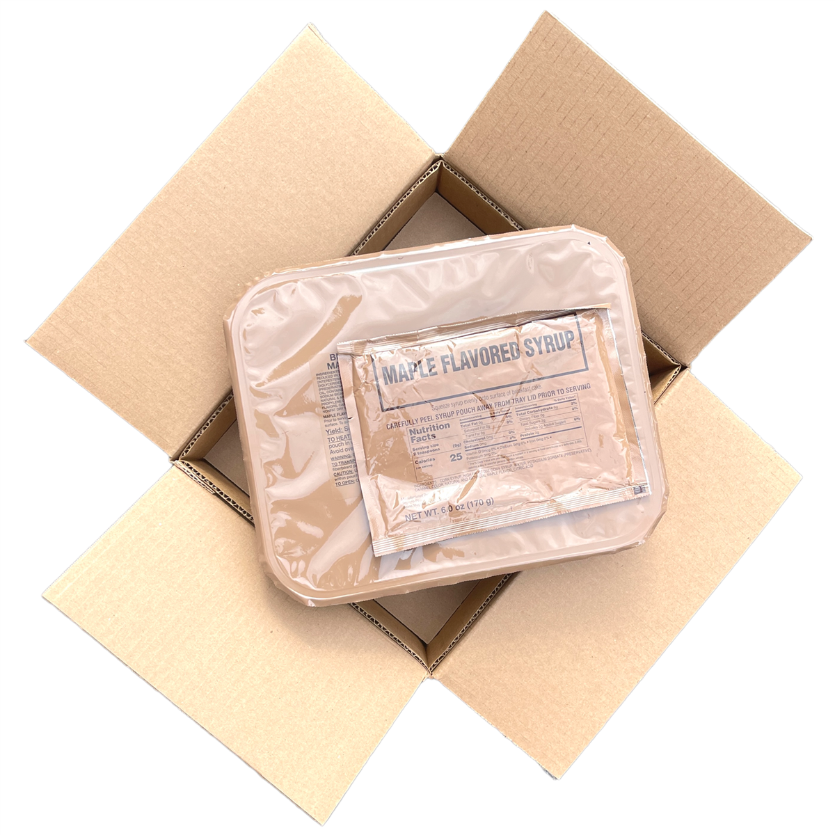 Military MRE Tray Pack, Breakfast Cake with Maple Syrup, Ready to Eat (UGR Component)