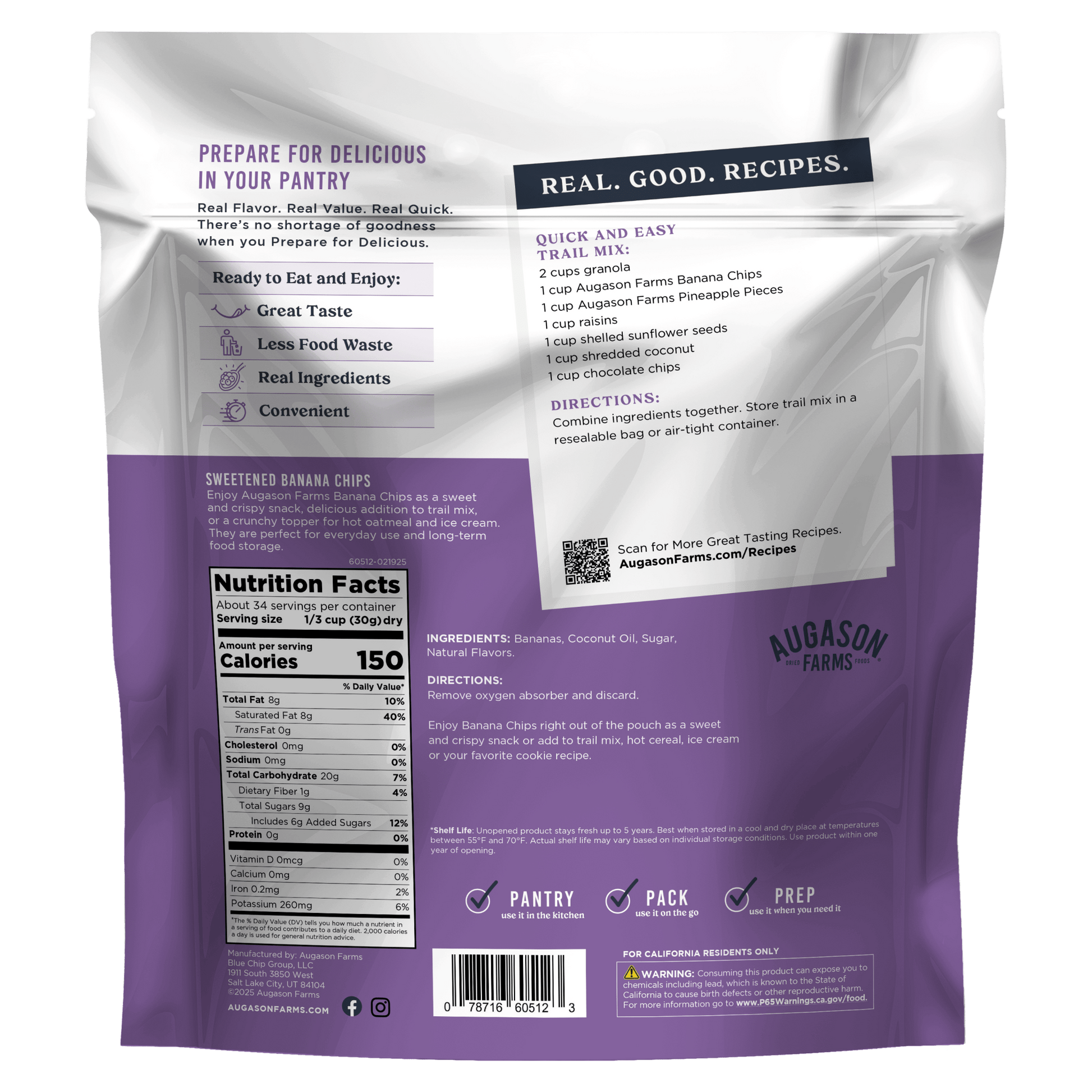 Banana Chips Family Size Pouch, 34 Servings