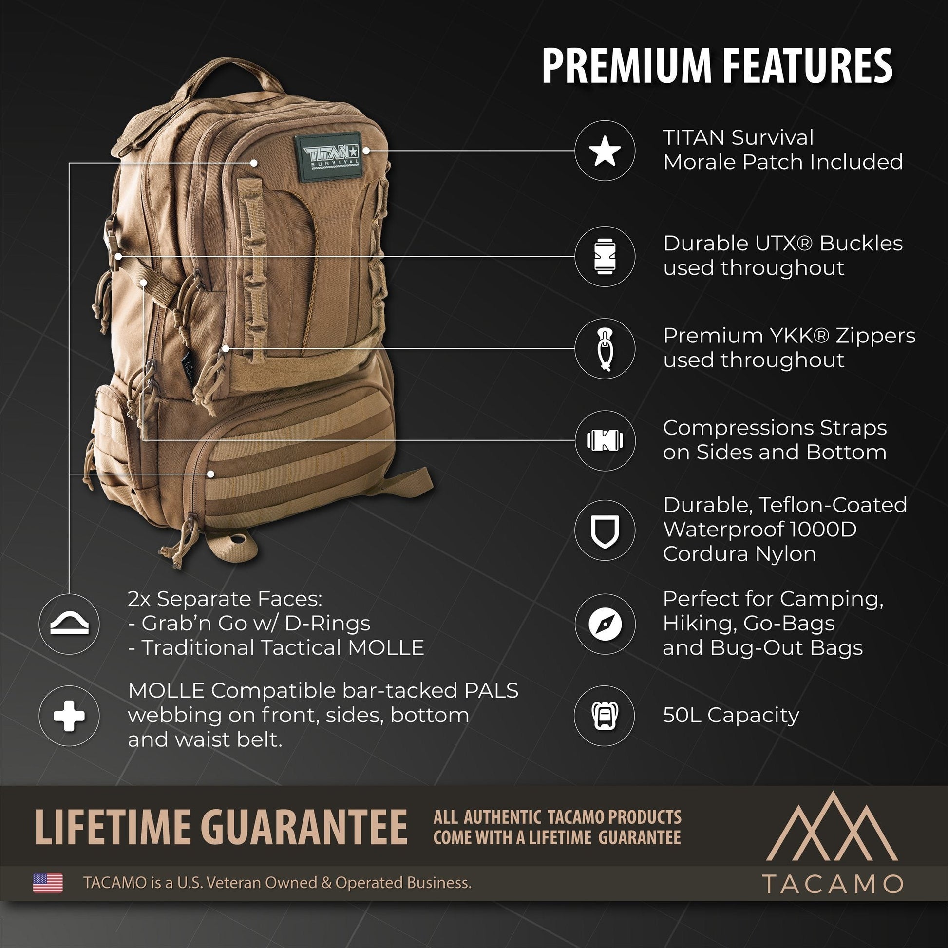 LIQUIDATION! - 50L 72-Hour Tactical Backpack