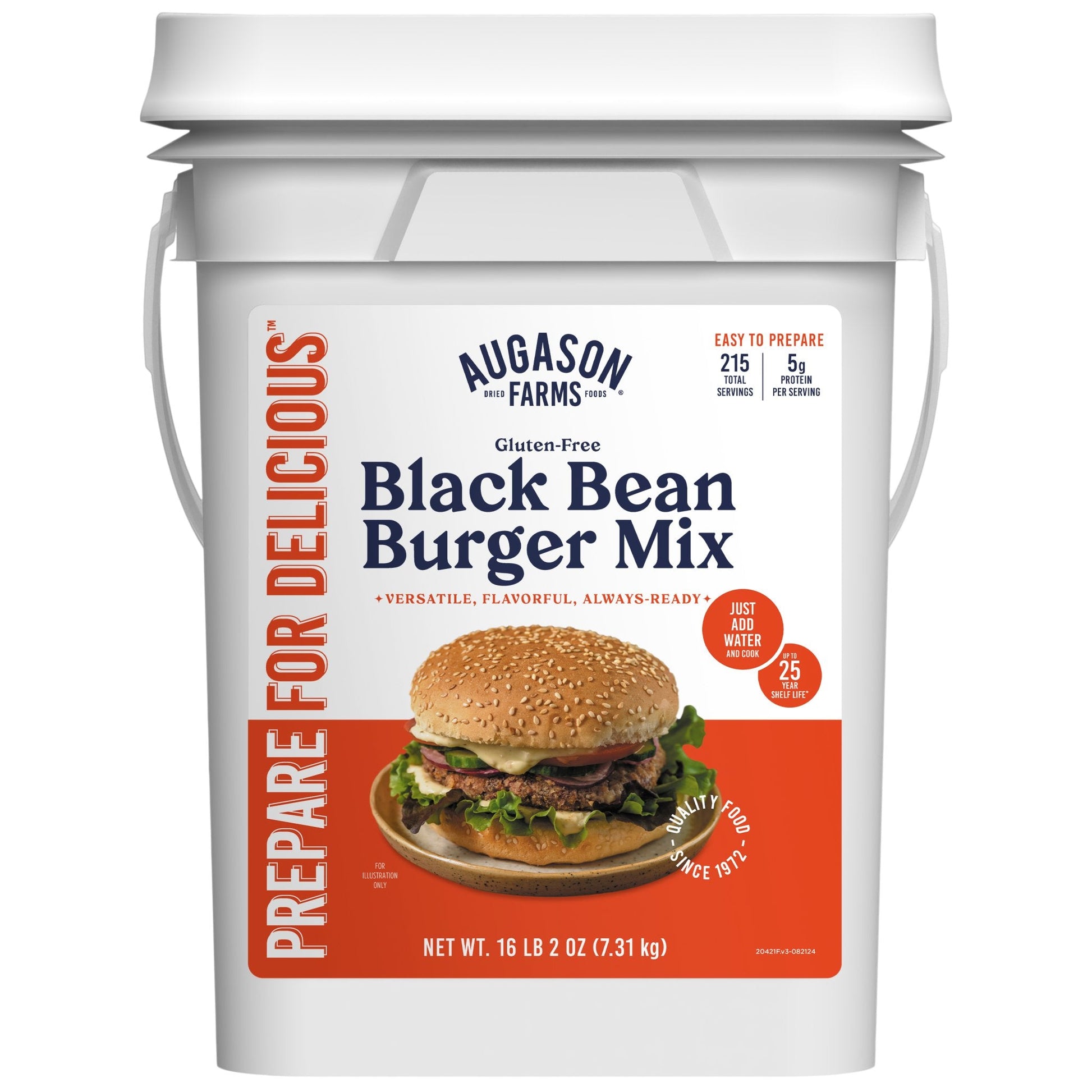 Gluten Free Black Bean Burger Mix 4 Gallon Pail, 215 Servings
