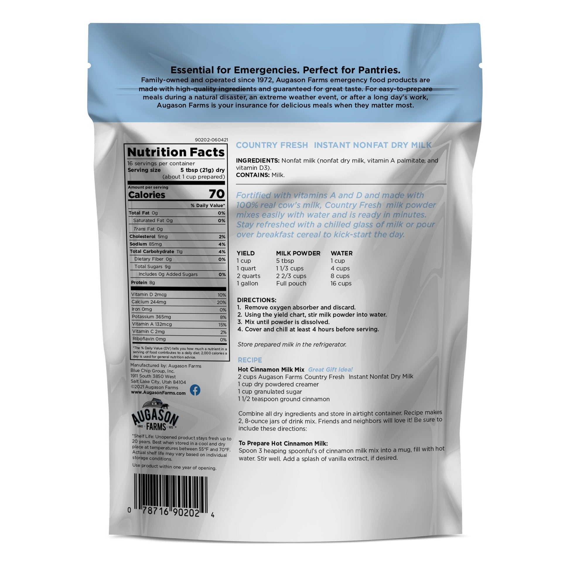 Country Fresh Instant Nonfat Dry Milk Pouch, 16 Servings