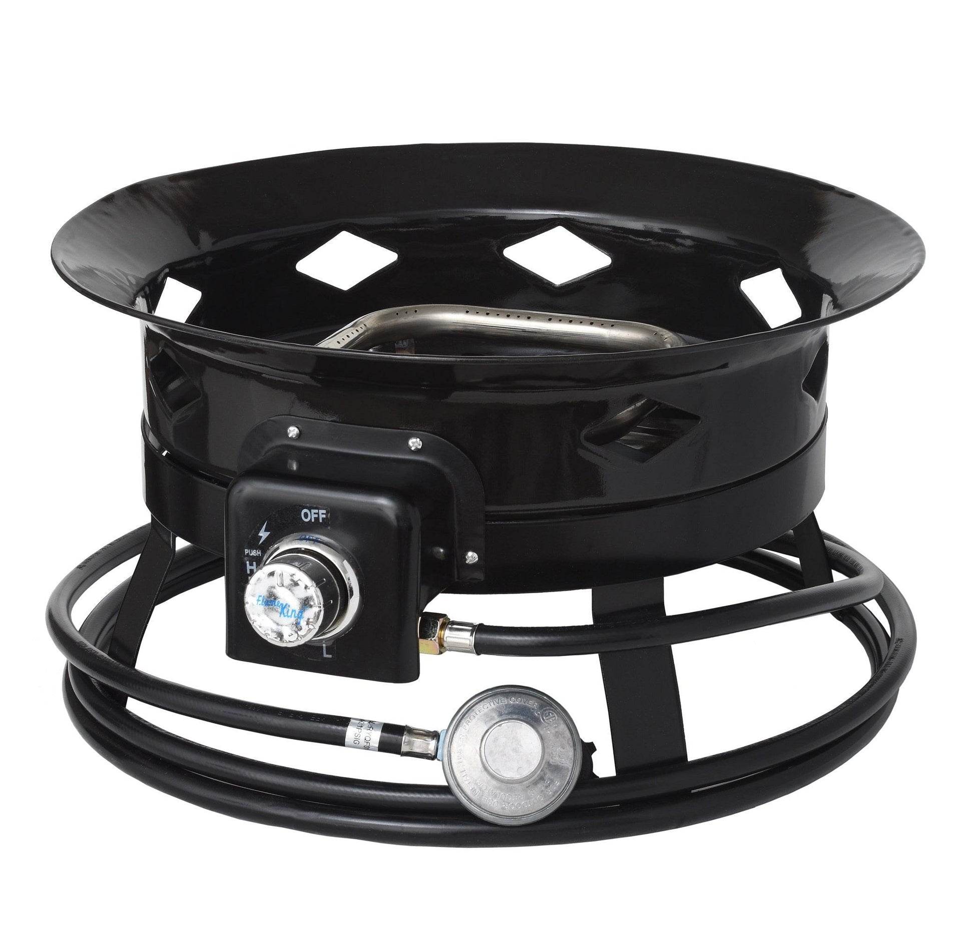 Flame King Outdoor Portable Propane Gas 19″ Fire Pit Bowl with Self Igniter Cover Carry Straps