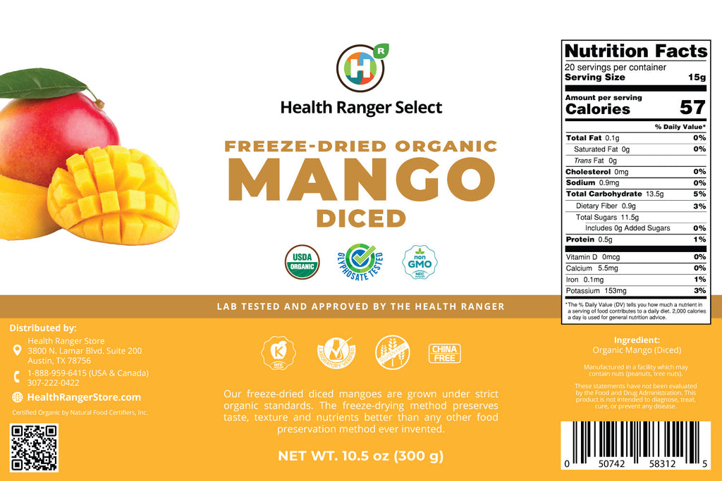 Freeze-Dried Organic Mango Diced (10.5oz, #10 can) (2-Pack)