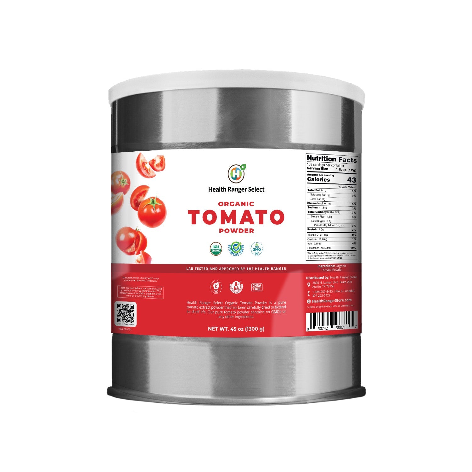 Organic Tomato Powder 45oz (1300g) #10 Can (2-Pack)