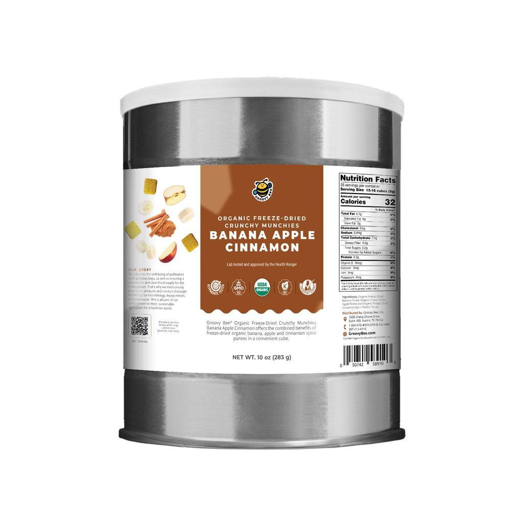 Organic Freeze-Dried Crunchy Munchies Banana Apple Cinnamon (10 oz, 289g) #10 Can (2-Pack)