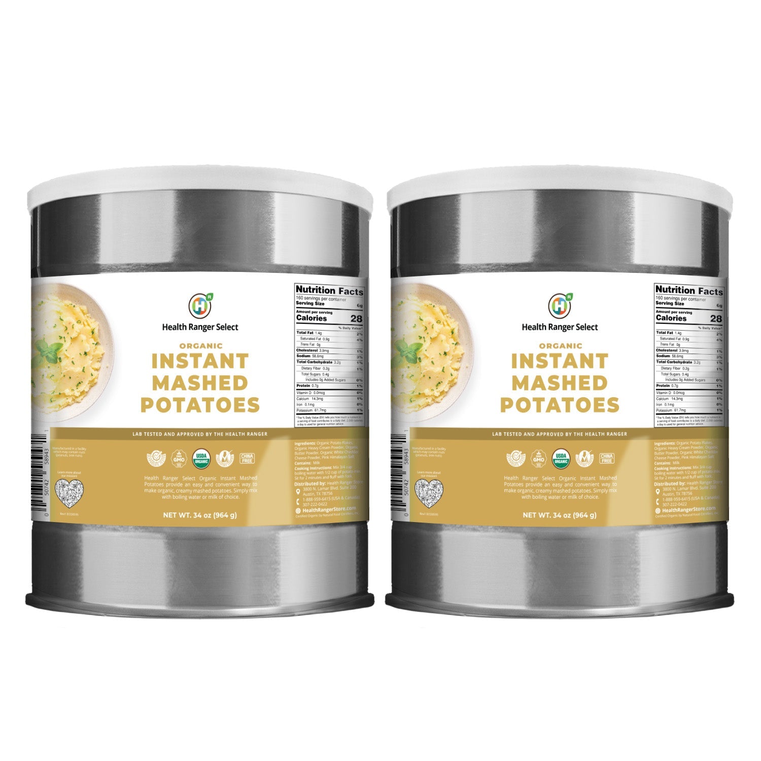 Organic Creamy, Buttery and Cheesy Mashed Potatoes 34 oz (964g) #10 Can (2-Pack)
