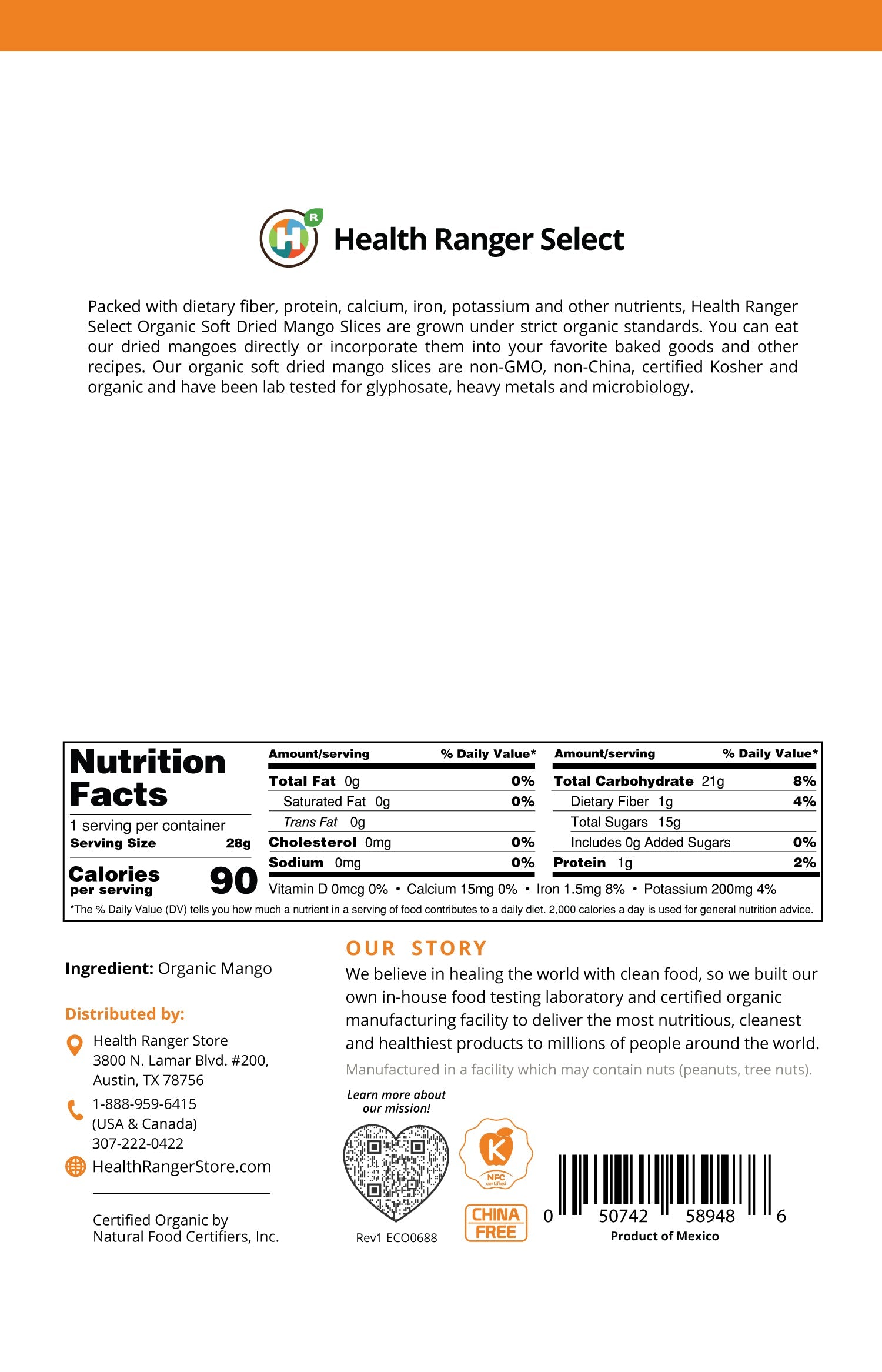 Organic Dried Mango 1 oz (28 g)