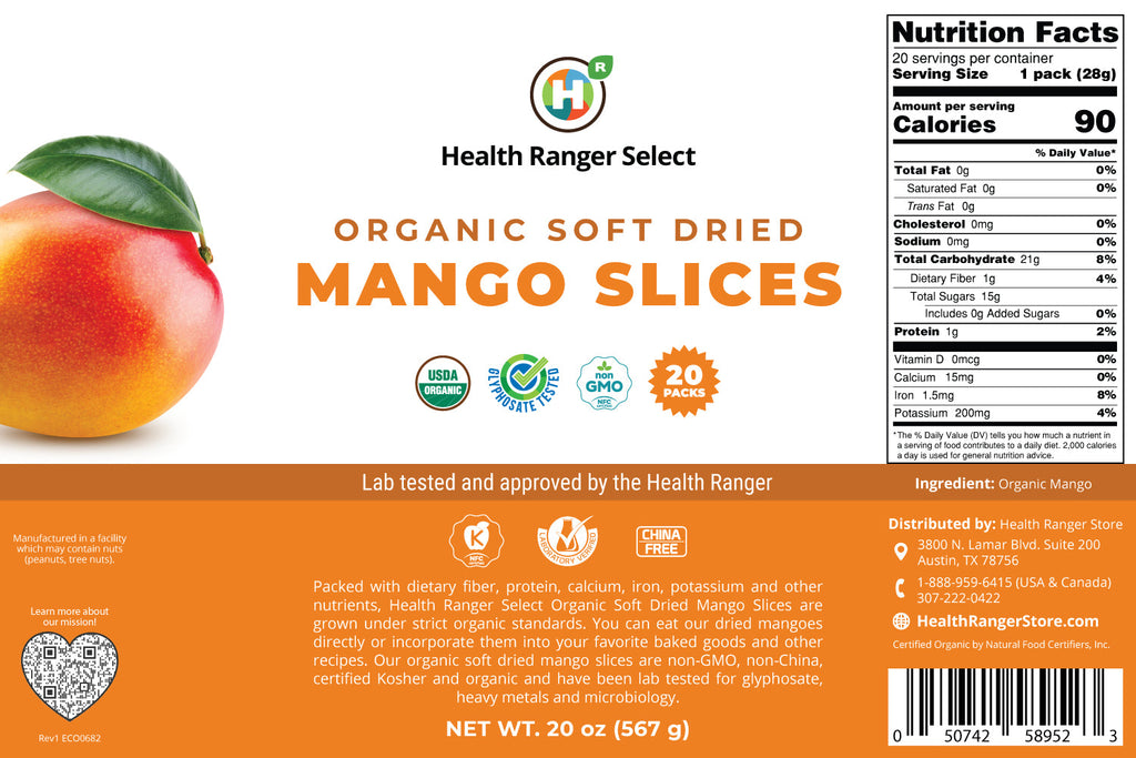 Organic Dried Mango (20 oz, 560 g) #10 Can (2-Pack, 40 pouches)