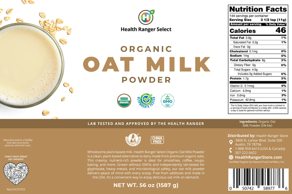 Organic Oat Milk Powder 56 oz (#10 can, 1587 g) (2-Pack)