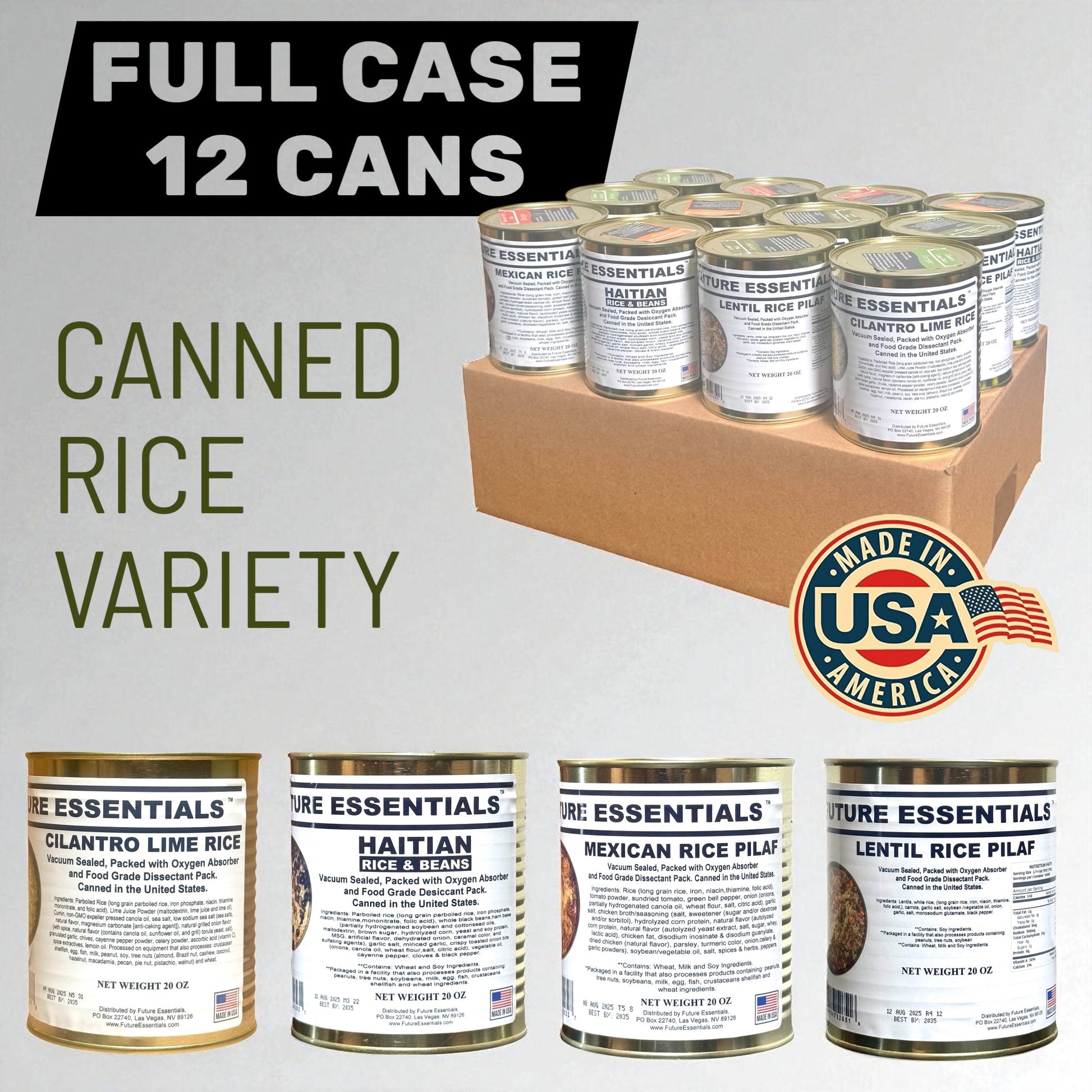 Case (12 Cans) of Future Essentials Canned Rice Variety