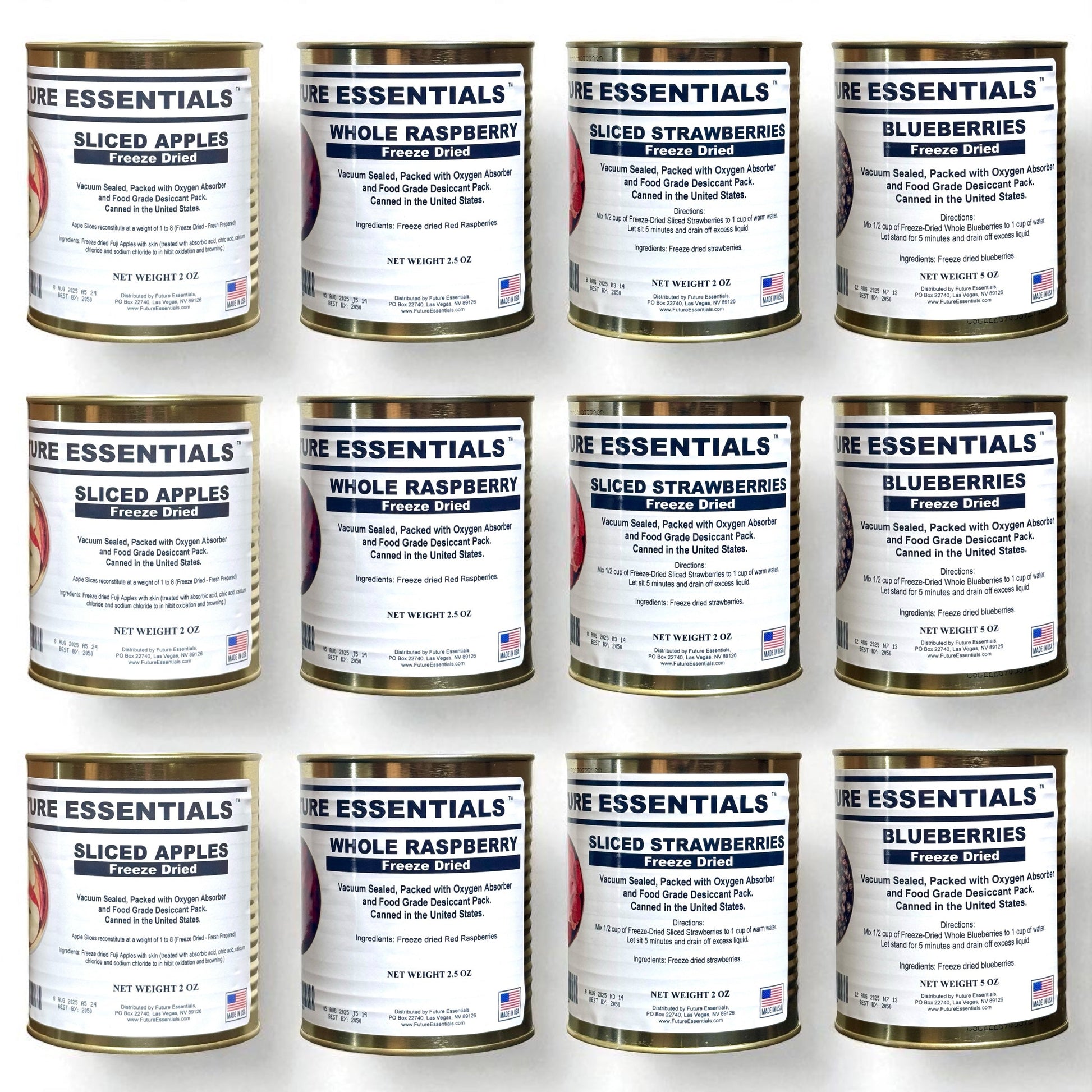 Case (12 Cans) of Future Essentials Freeze Dried Fruit Variety