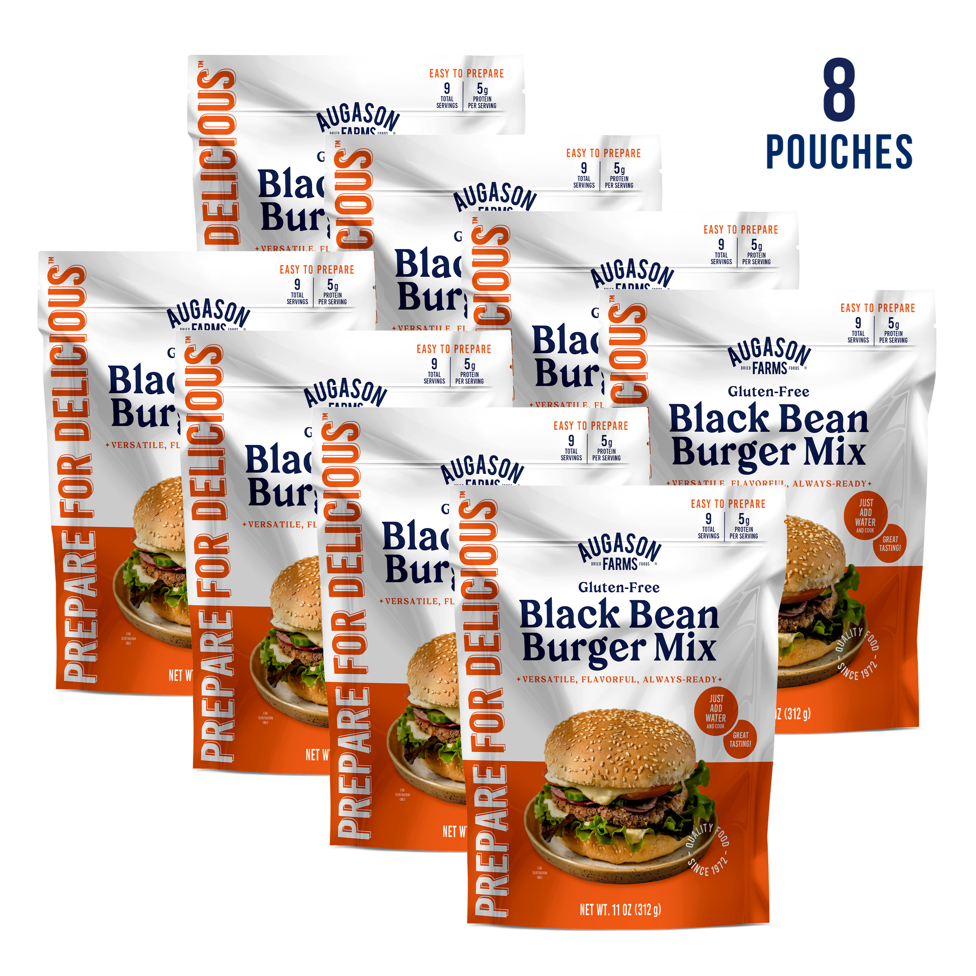 Gluten Free Black Bean Burger Mix Pouch, 9 Servings