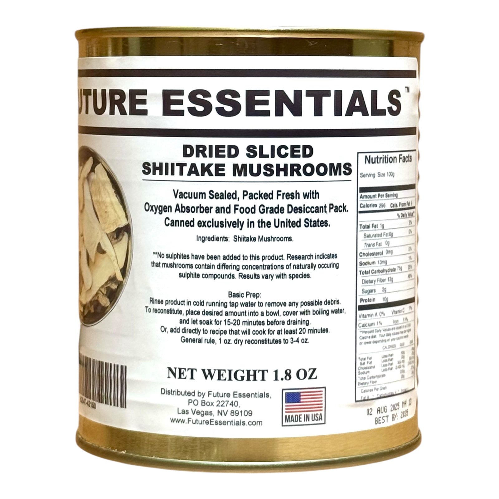 Future Essentials Dehydrated Sliced Shiitake Mushrooms
