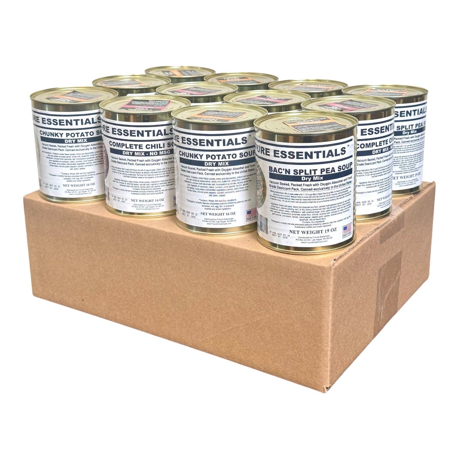 Case (12 Cans) of Future Essentials Canned Soup Variety
