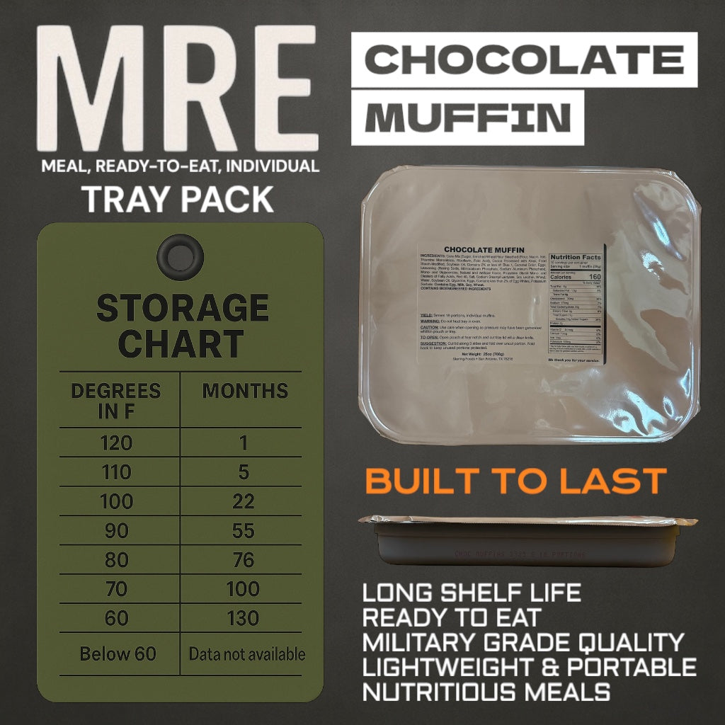 Military MRE Tray Pack, Chocolate Muffin, Ready to Eat (UGR Component)