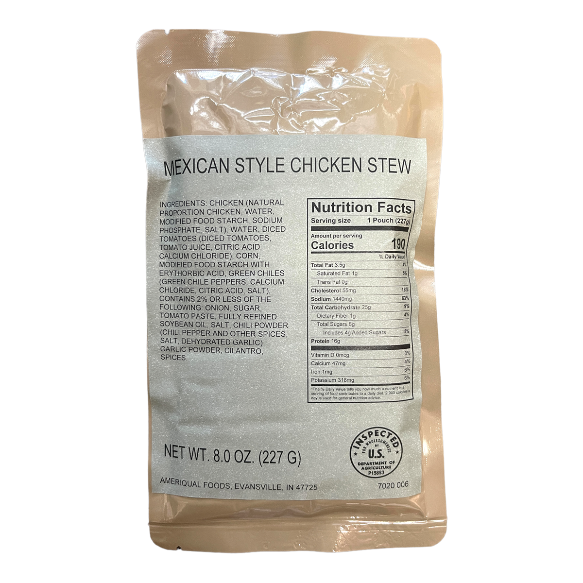 BULK MRE Entree - 72 packs of Mexican Chicken Stew