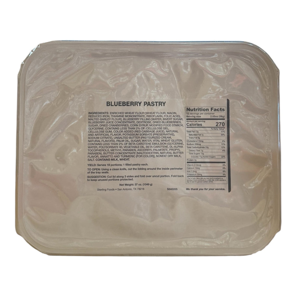 Military MRE Tray Pack, Blueberry Pastry, Ready to Eat (UGR Component)
