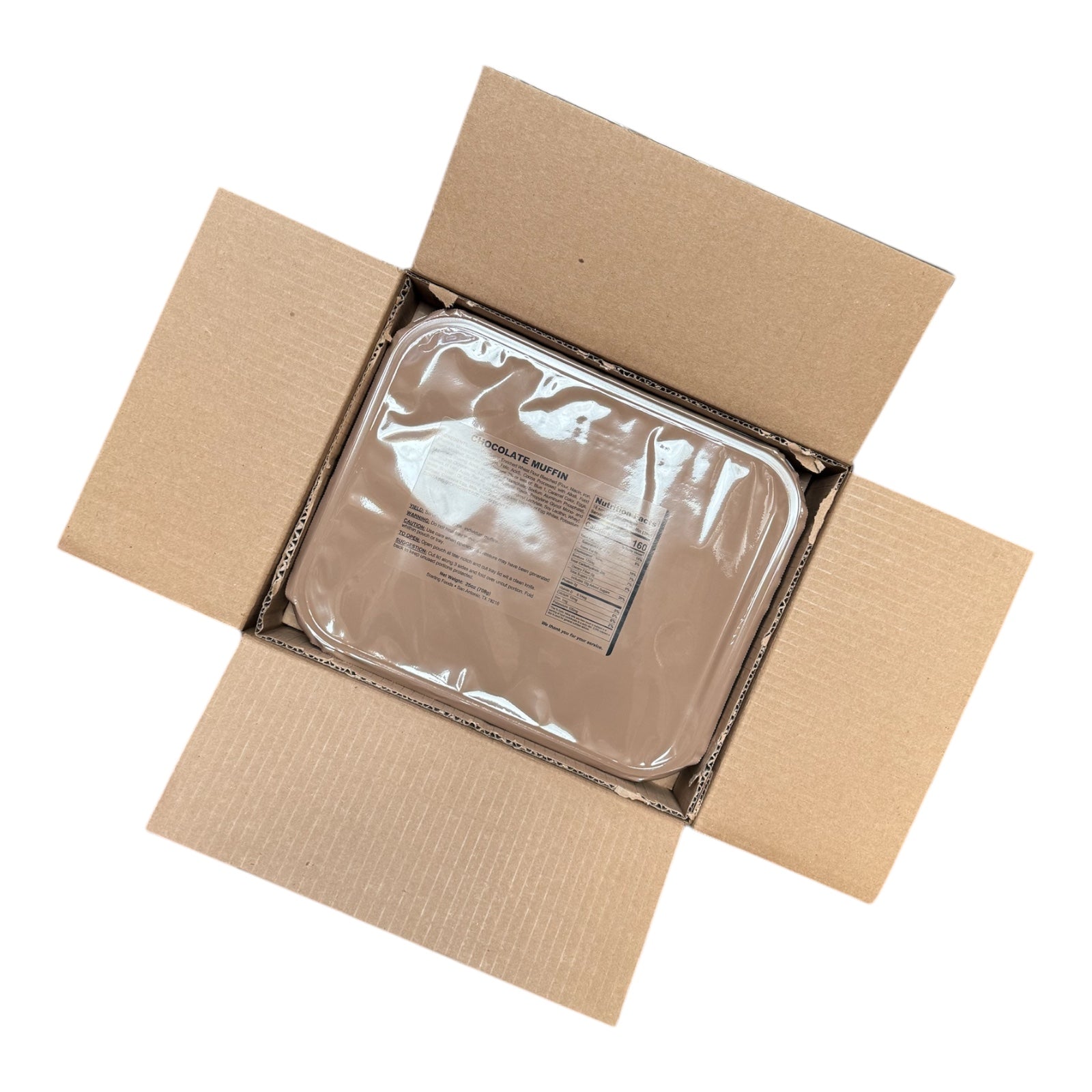 BULK 12 x Tray Packs, Military MRE Chocolate Muffin, Ready to Eat (UGR Component)