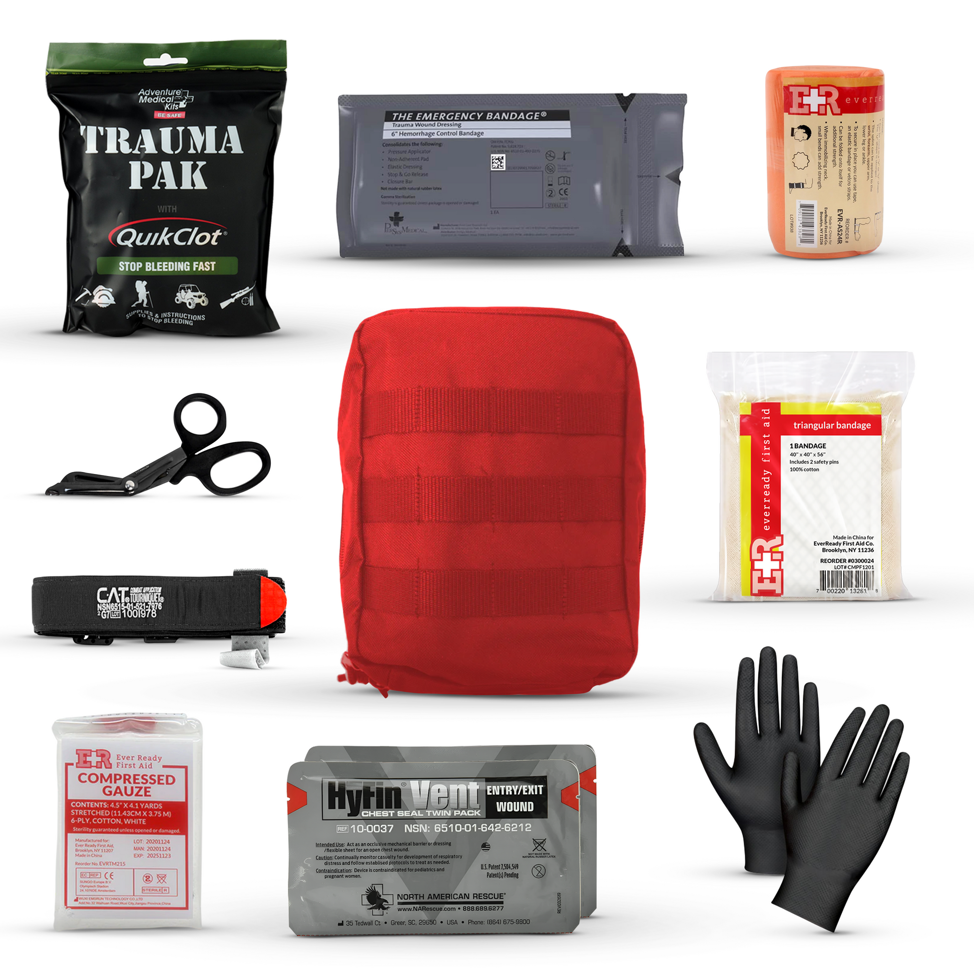 Premium IFAK Kit - Trauma Pak, CAT Tourniquet, Hyfin Chest Seal