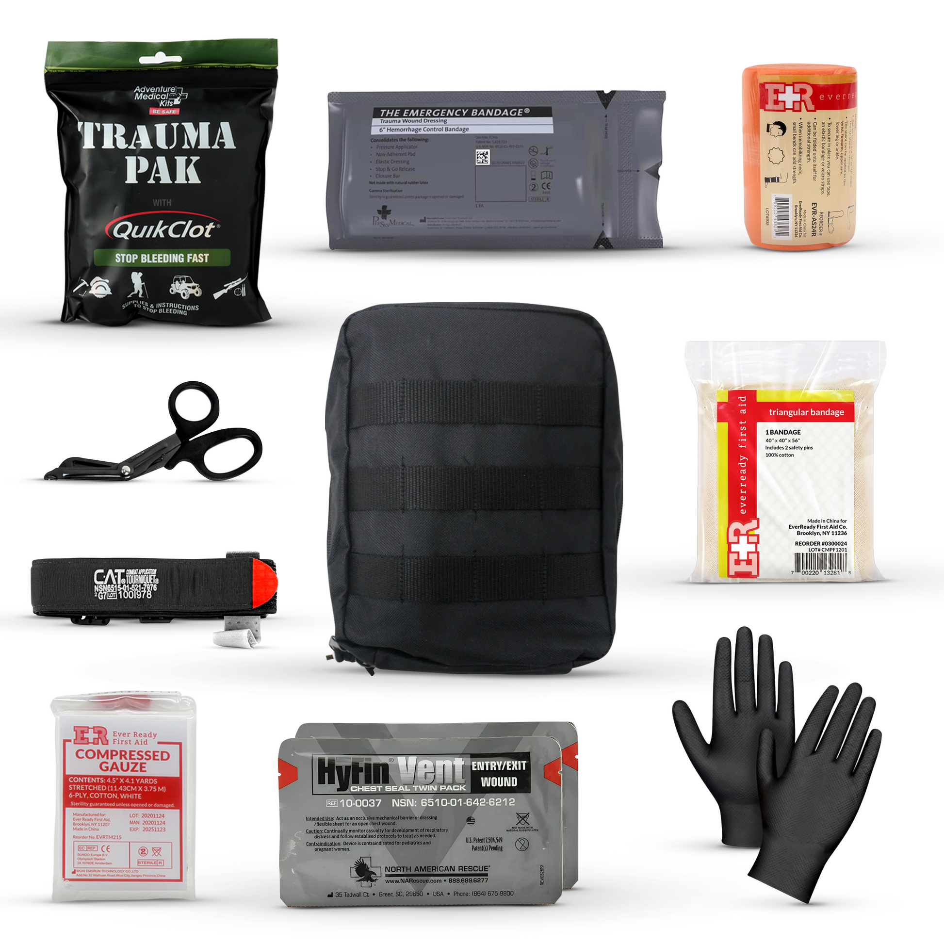 Premium IFAK Kit - Trauma Pak, CAT Tourniquet, Hyfin Chest Seal
