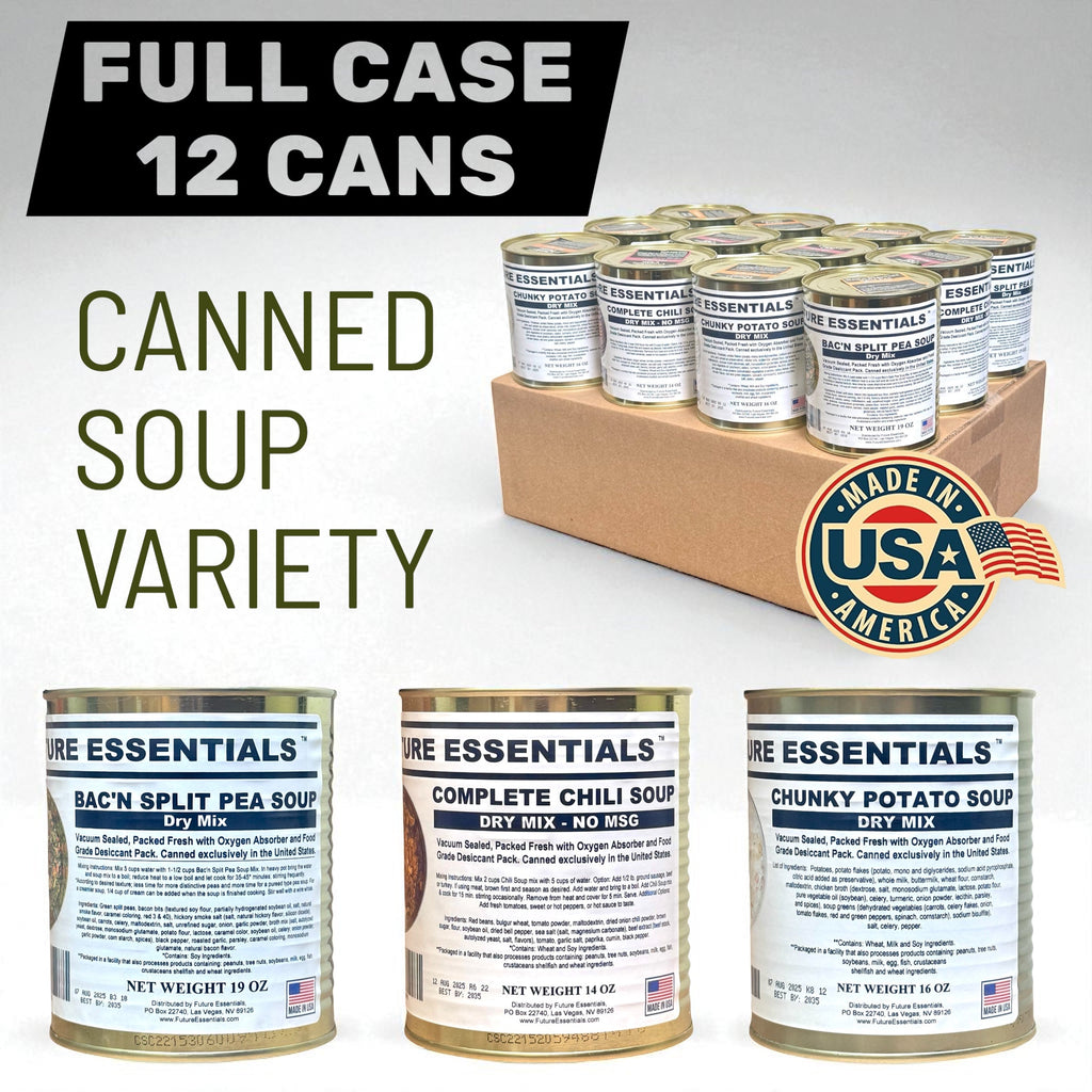 Case (12 Cans) of Future Essentials Canned Soup Variety