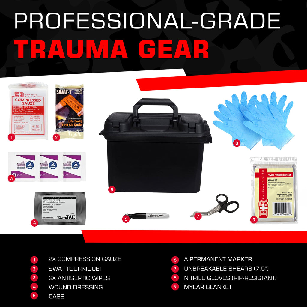 Bleeding Control Kit - 4 Vacuum Sealed Kits in Plastic Case