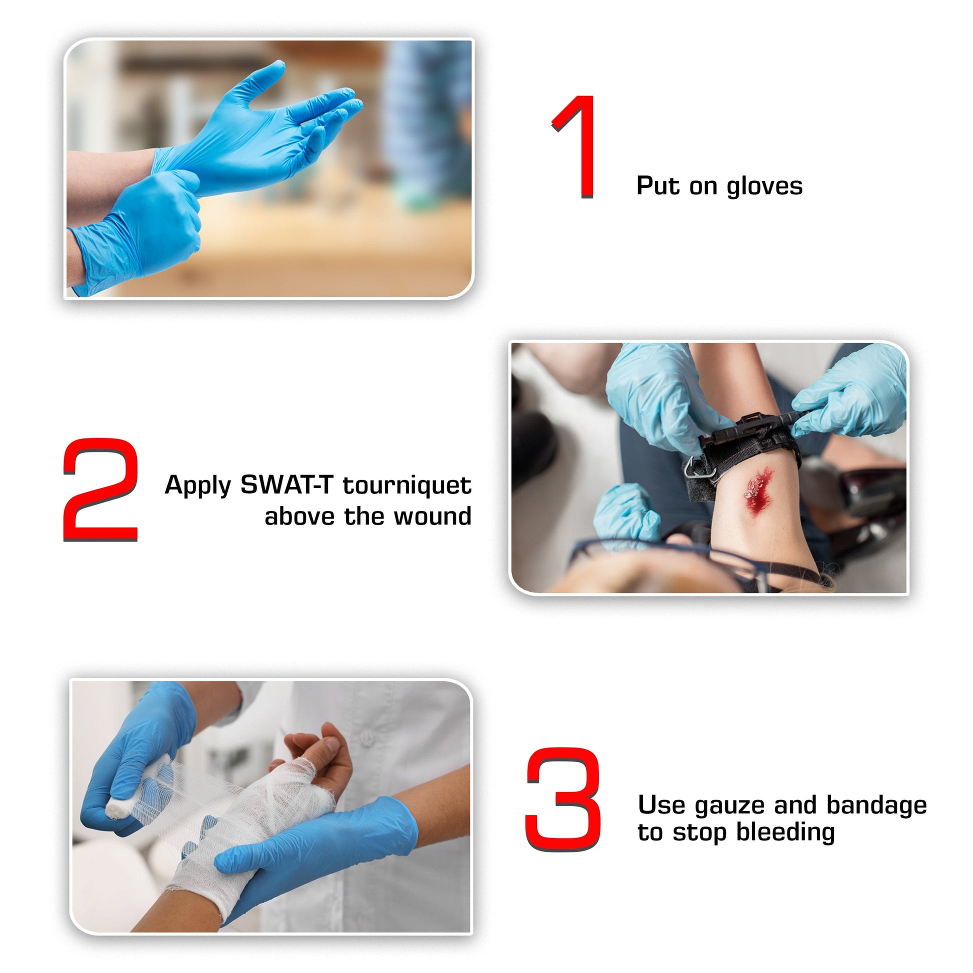 Bleeding Control Kit - 4 Vacuum Sealed Kits in Plastic Case