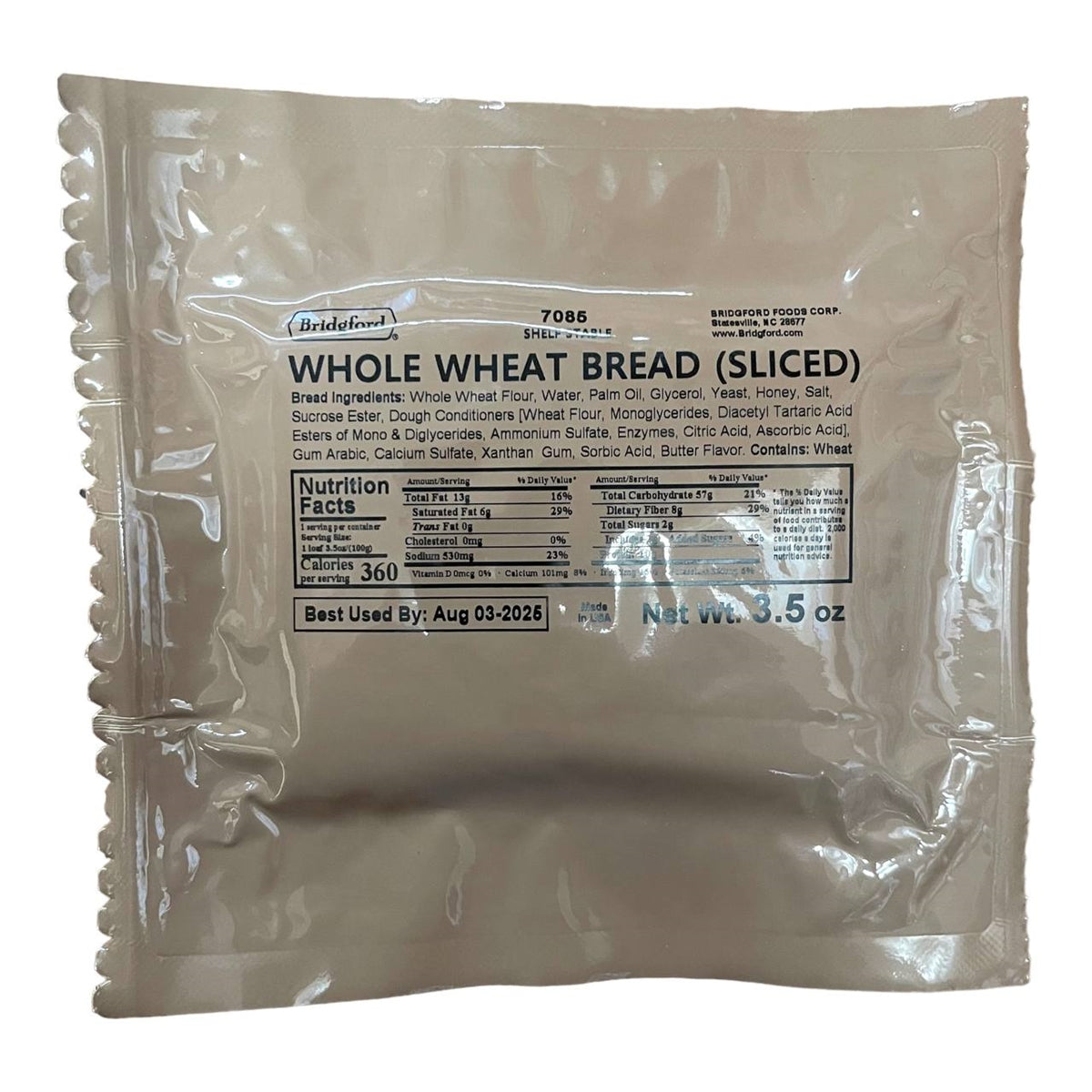 BULK MRE Bread - 100 of Whole Wheat Bread by Bridgford