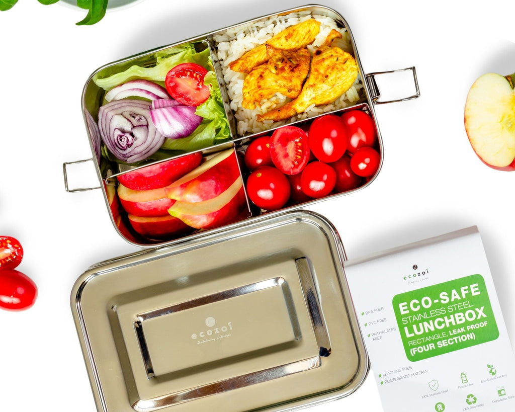 Stainless Steel Lunch Box, 4 Compartment Leak Proof, 50 Oz