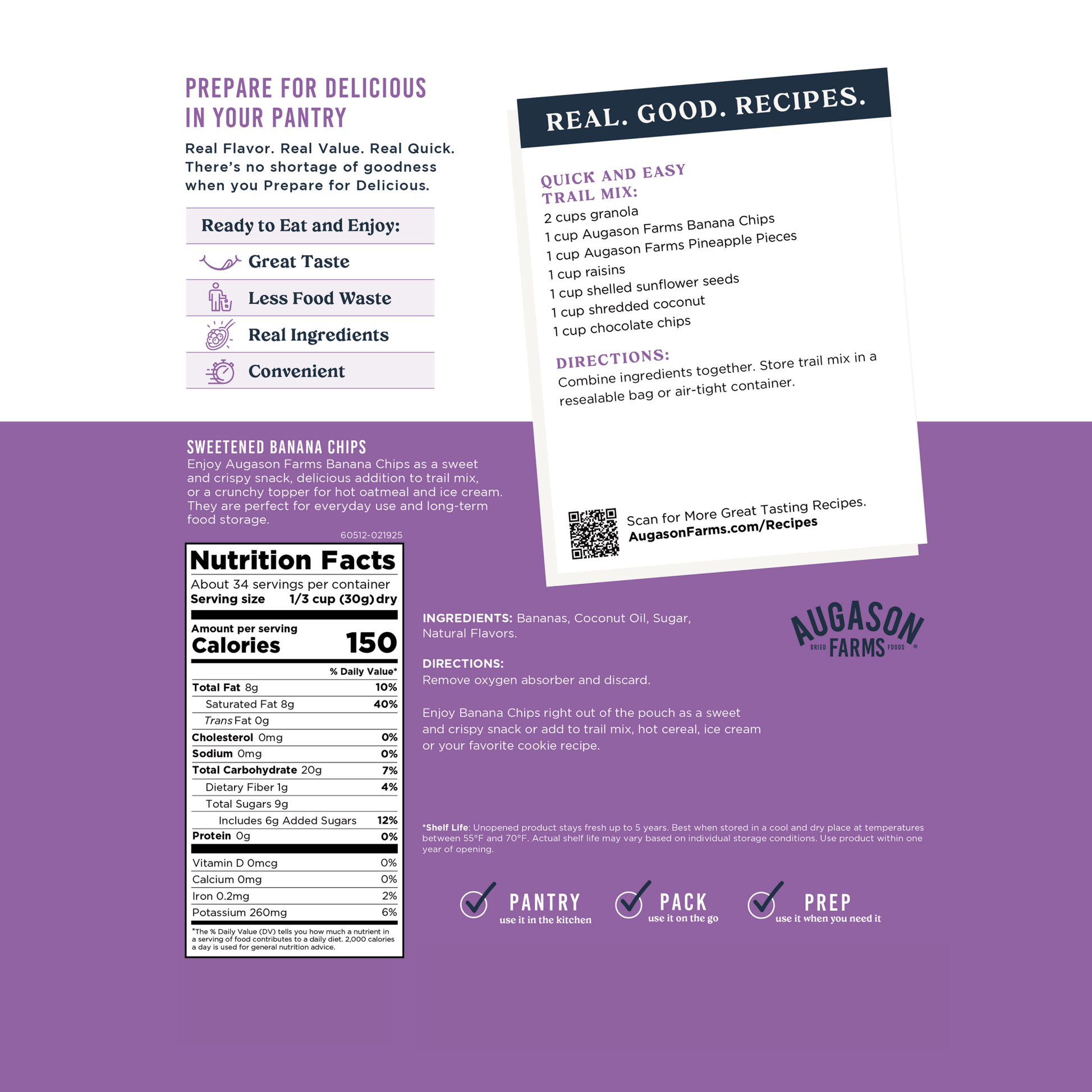 Banana Chips Family Size Pouch, 34 Servings