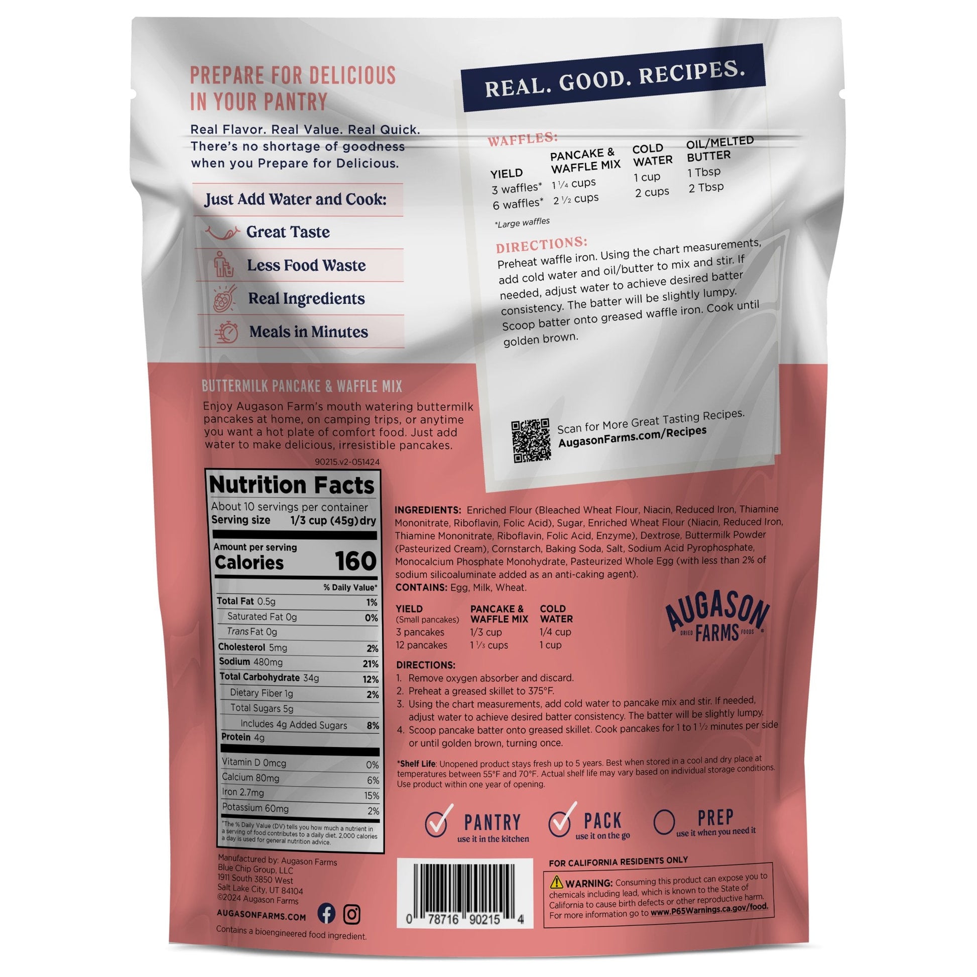 Buttermilk Pancake & Waffle Mix Pouch, 10 Servings