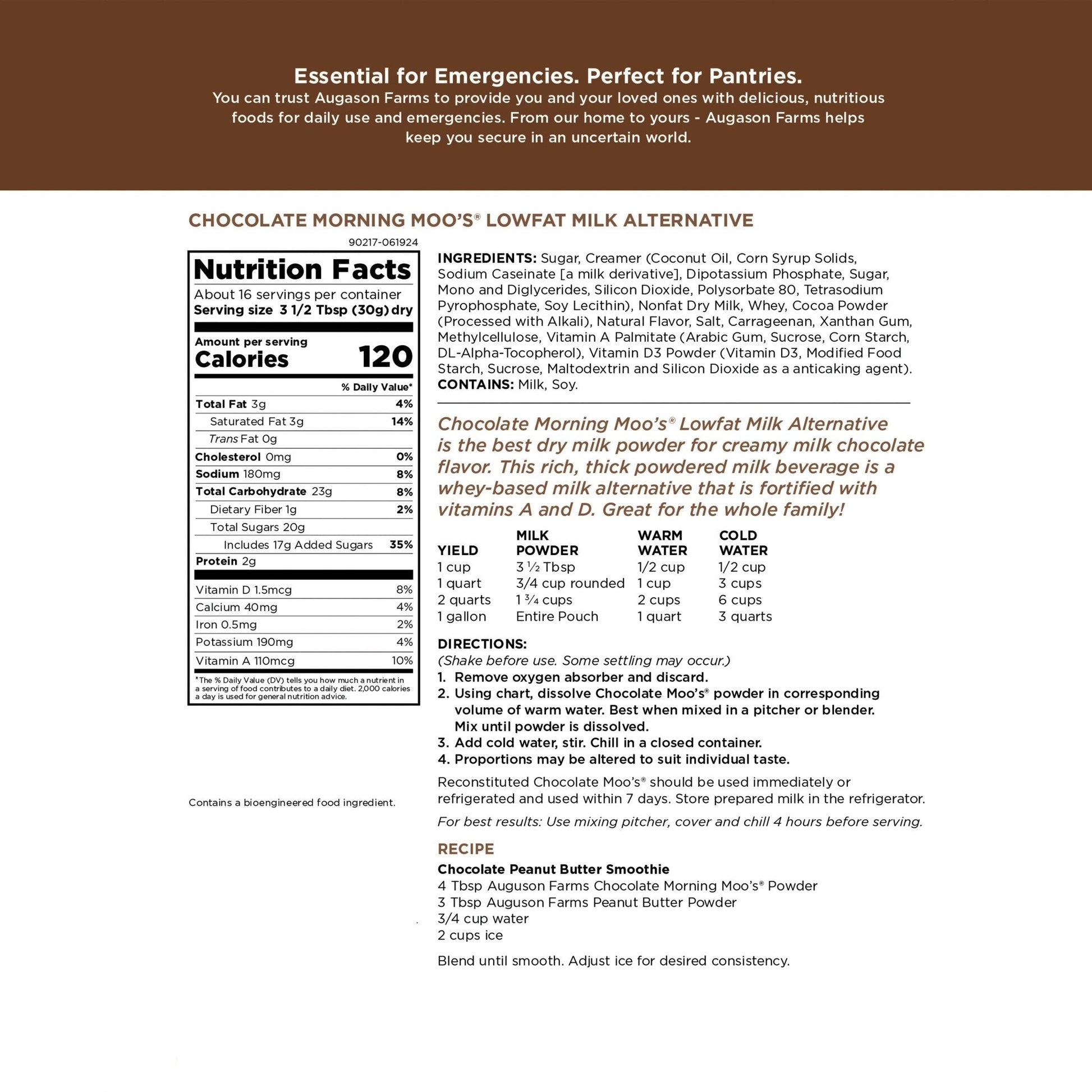 Chocolate Morning Moo's Milk Alternative Pouch, 16 Servings