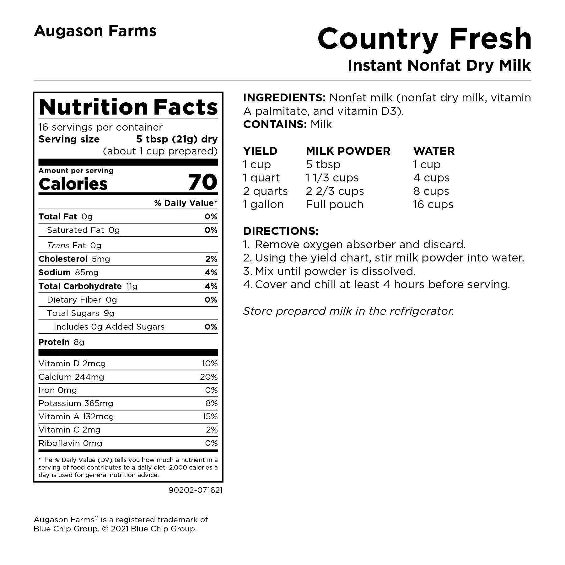 Country Fresh Instant Nonfat Dry Milk Pouch, 16 Servings