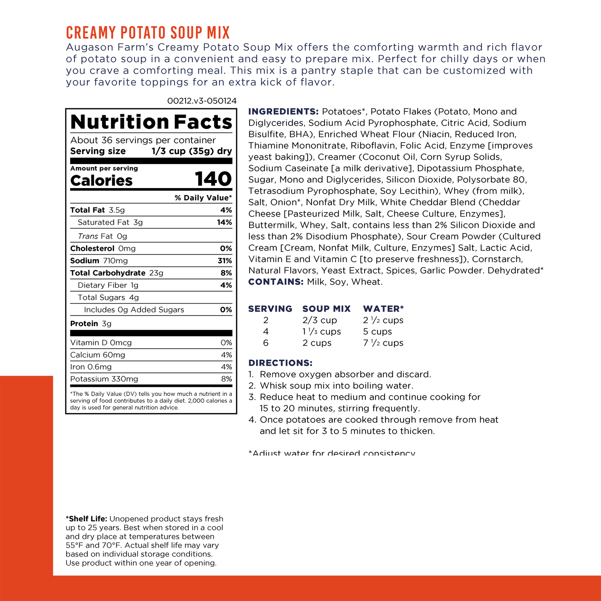 Creamy Potato Soup Mix Can, 36 Servings