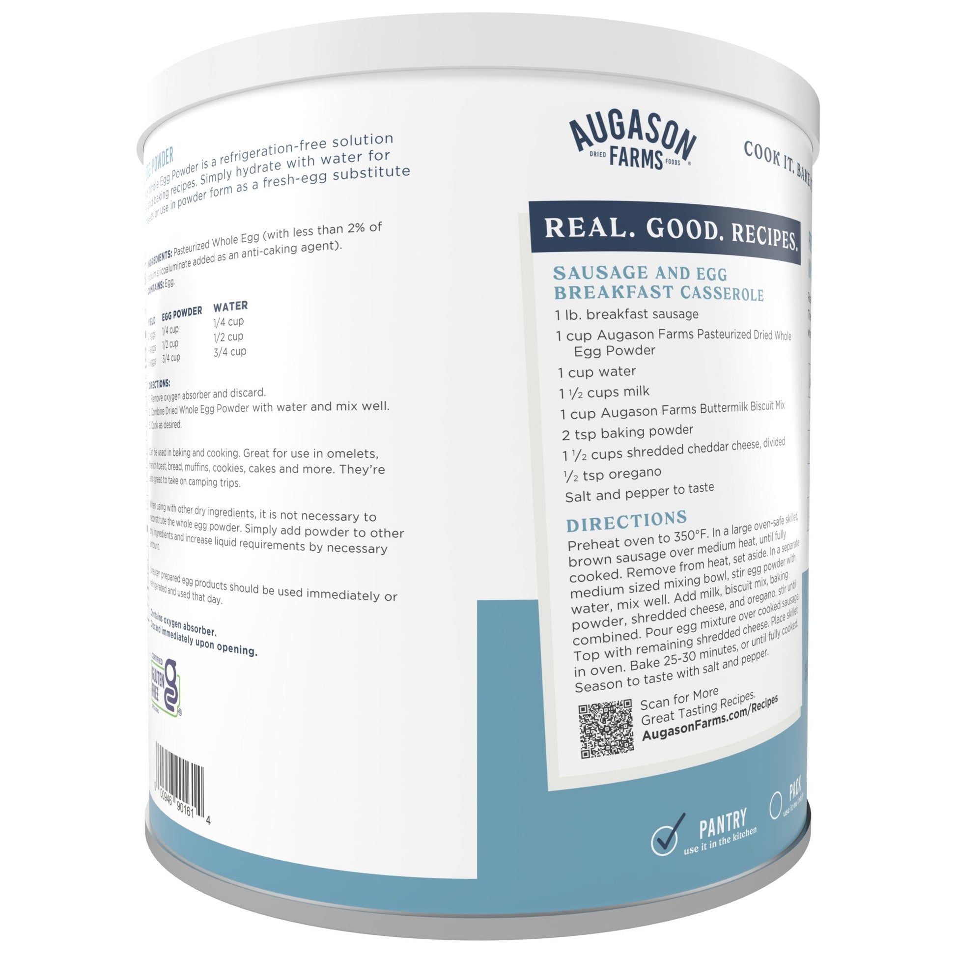 Pasteurized Dried Whole Egg Powder Can, 85 Servings