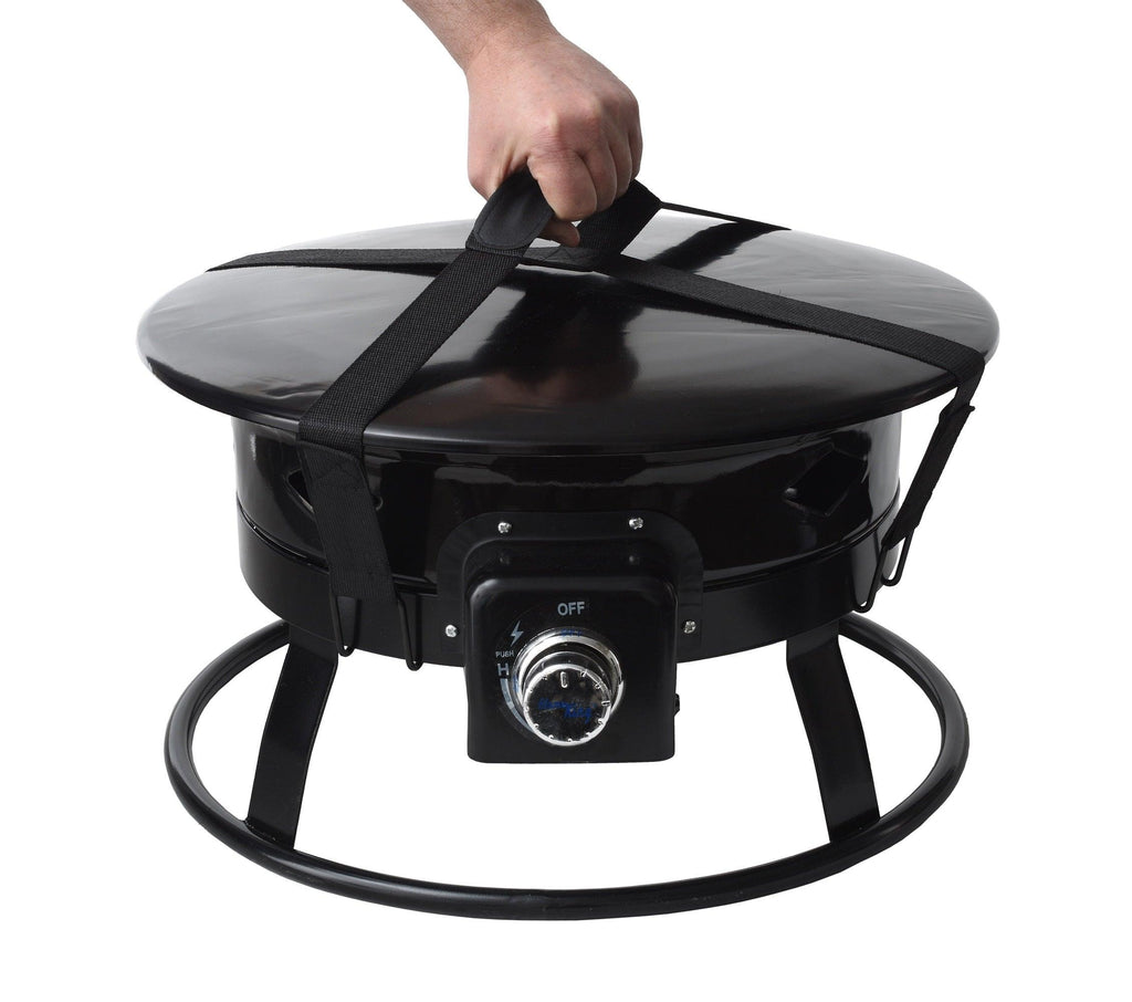 Flame King Outdoor Portable Propane Gas 19″ Fire Pit Bowl with Self Igniter Cover Carry Straps