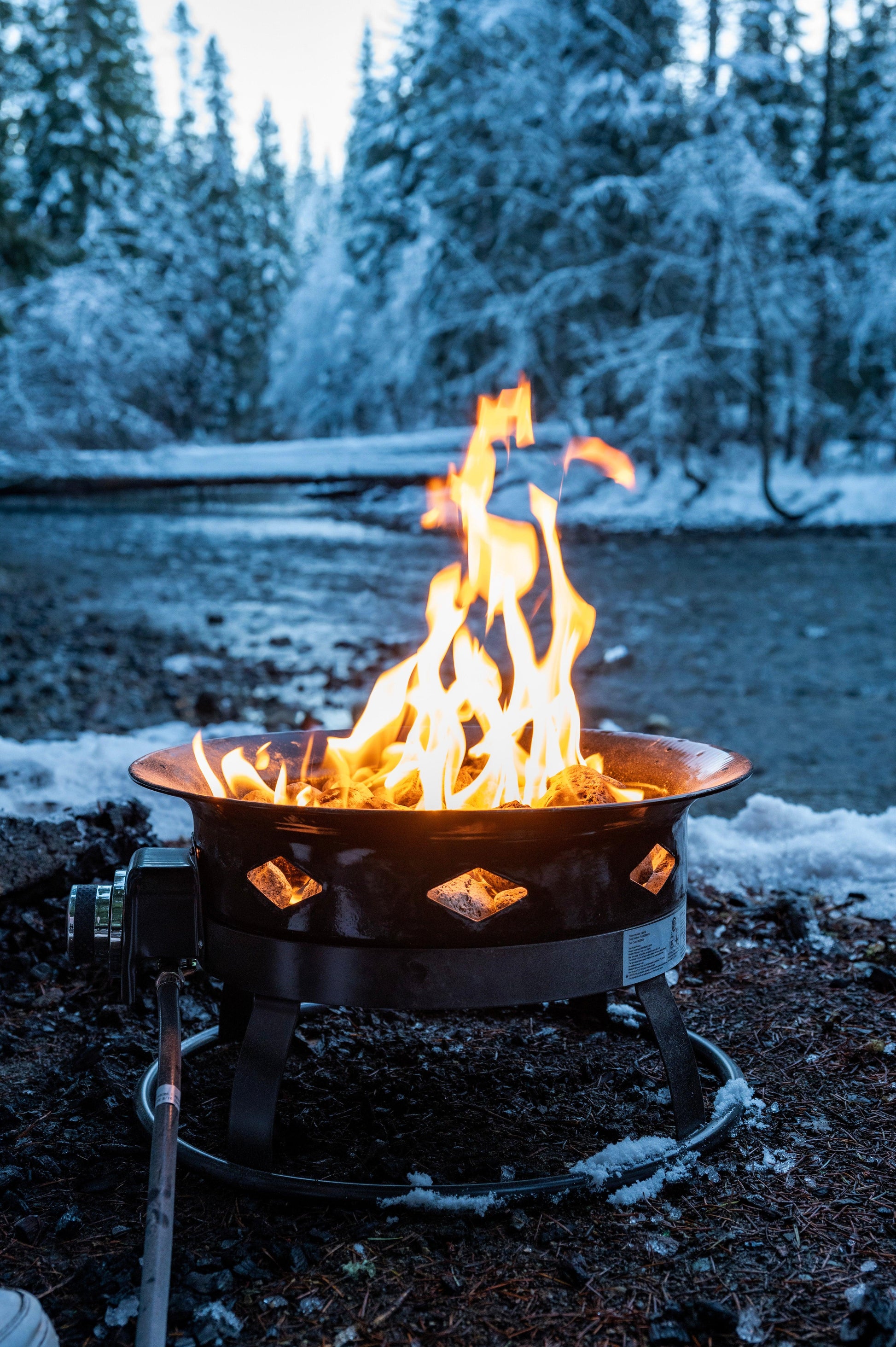 Flame King Outdoor Portable Propane Gas 24" Fire Pit Bowl with Self Igniter Cover Carry Straps