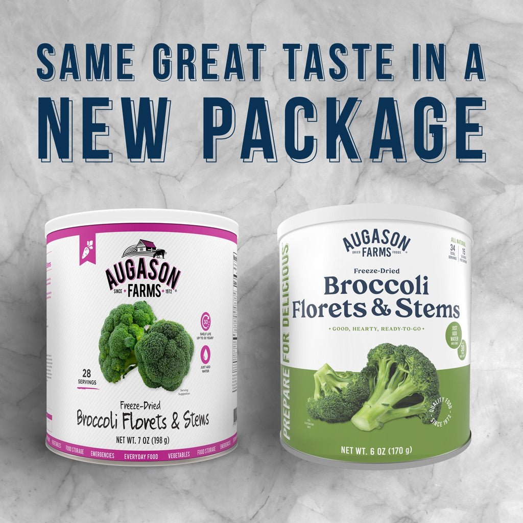 Freeze Dried Broccoli Florets and Stems Can, 34 Servings