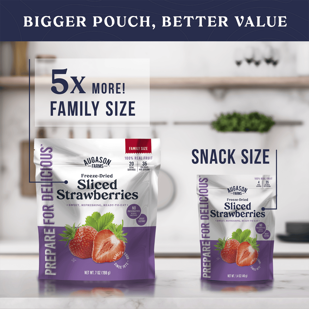 Freeze Dried Sliced Strawberries Family Size Pouch, 20 Servings