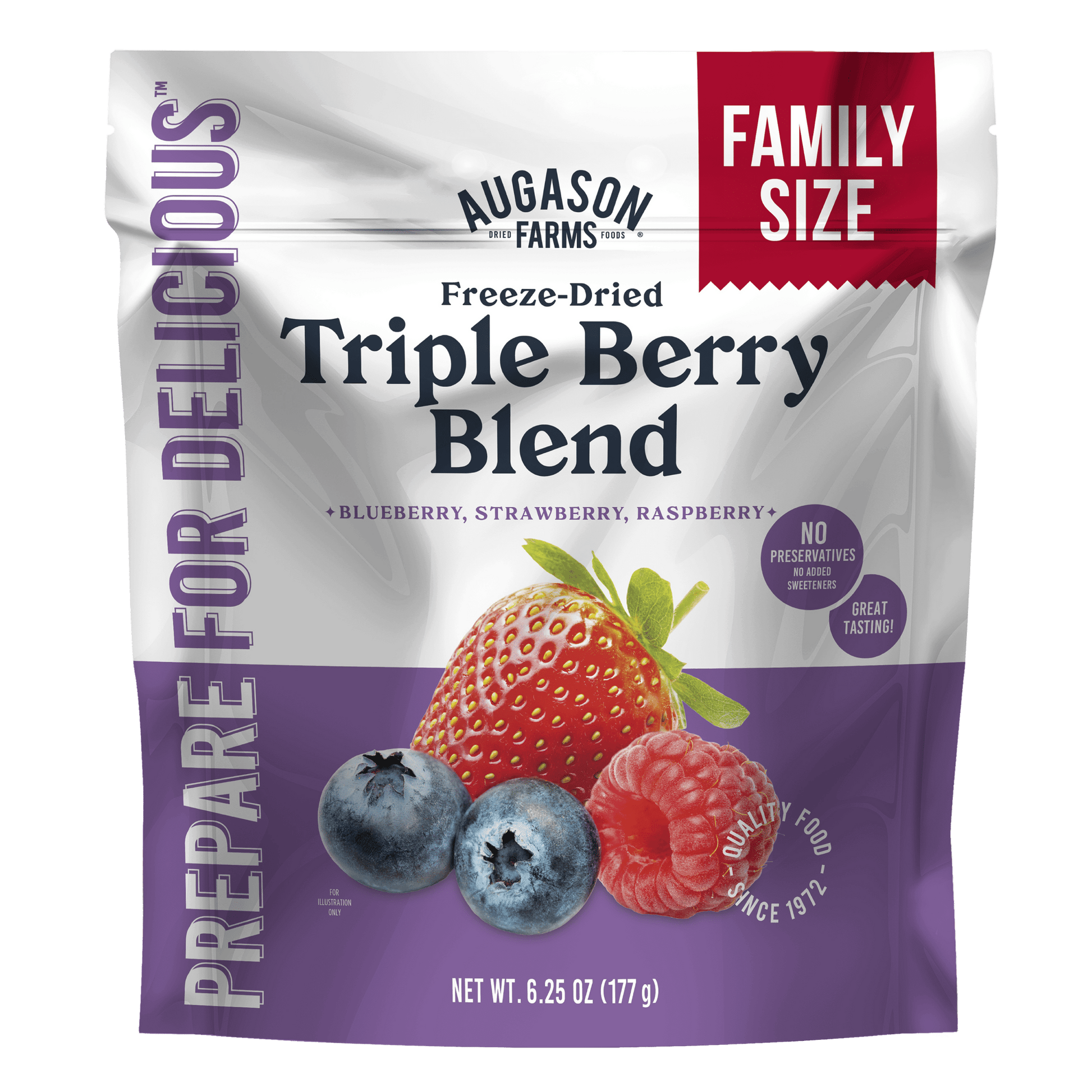 Freeze Dried Triple Berry Blend Family Size Pouch, 16 Servings