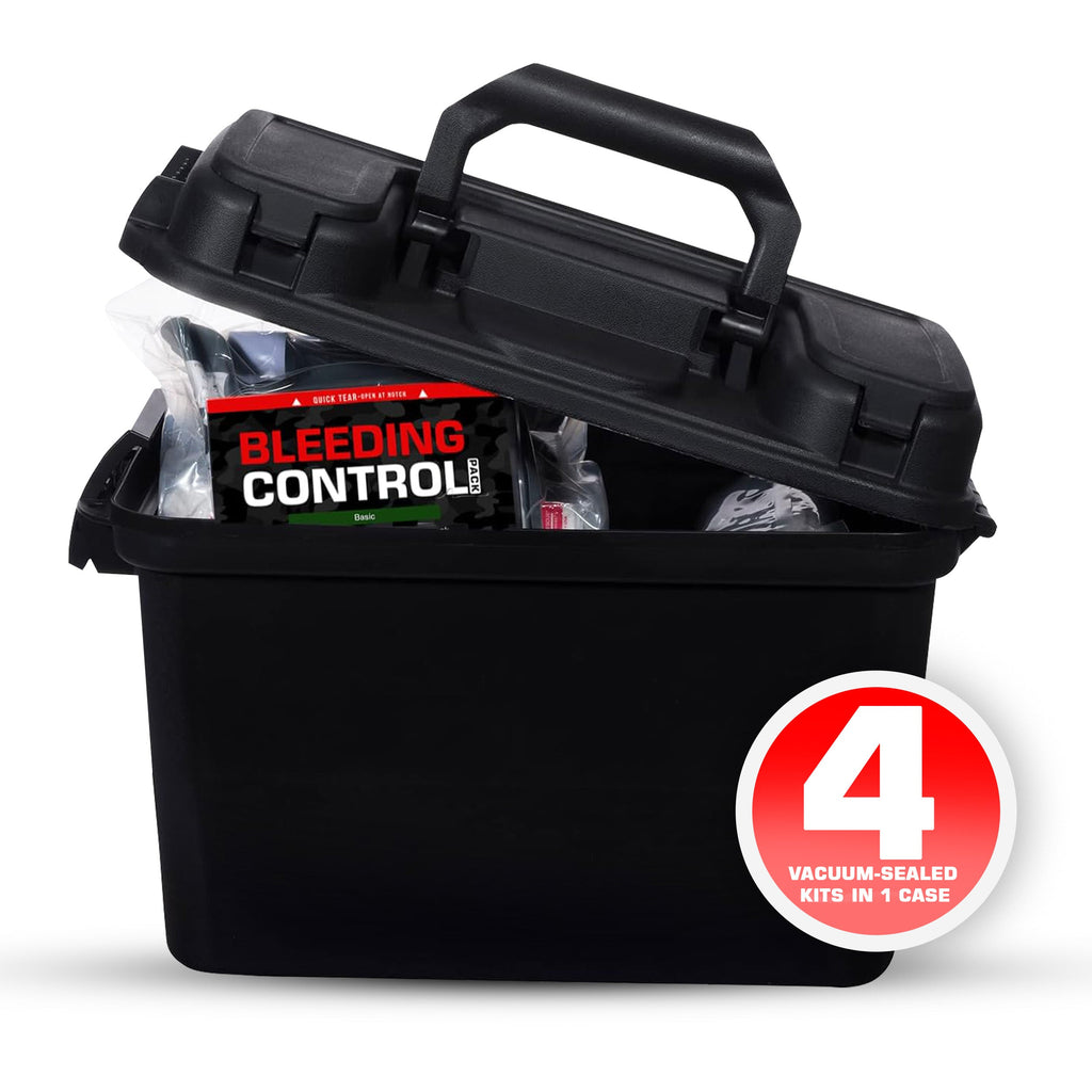 Bleeding Control Kit - 4 Vacuum Sealed Kits in Plastic Case