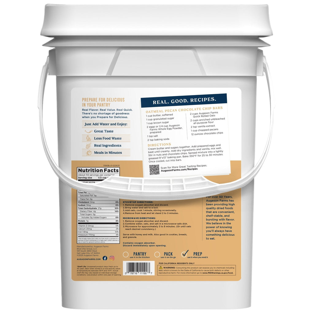 Quick Oats 4 Gallon Pail, 113 Servings