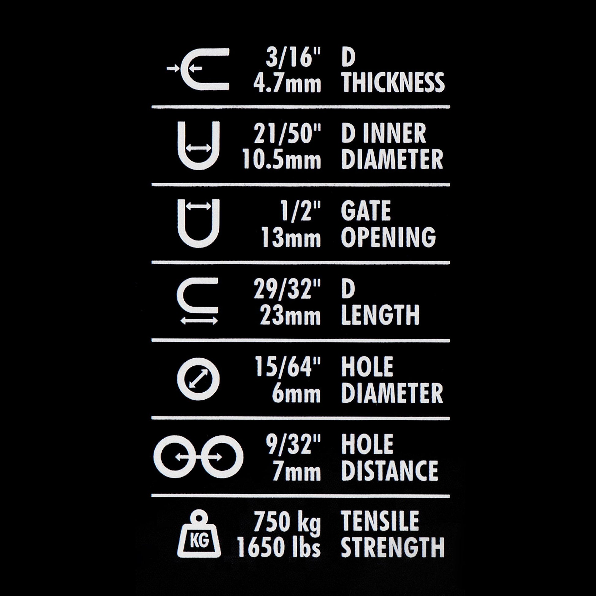 Stainless Steel D-Shackles, 5-Pack | BLACK