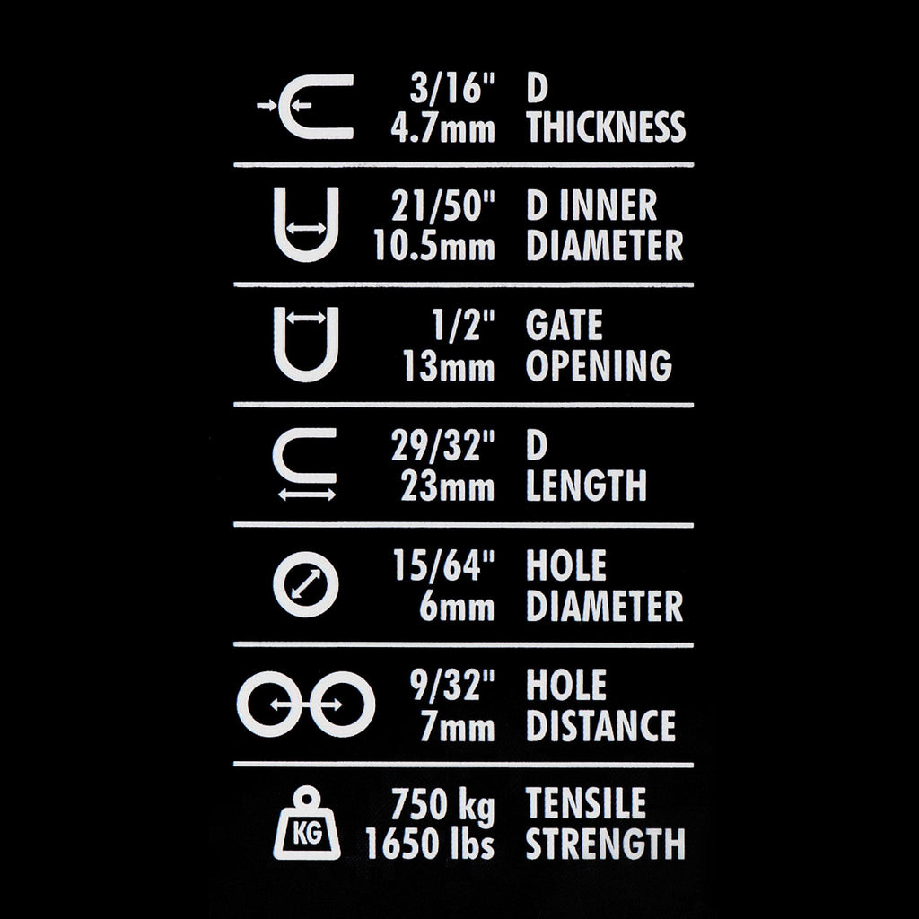 Stainless Steel D-Shackles, 5-Pack | BLACK